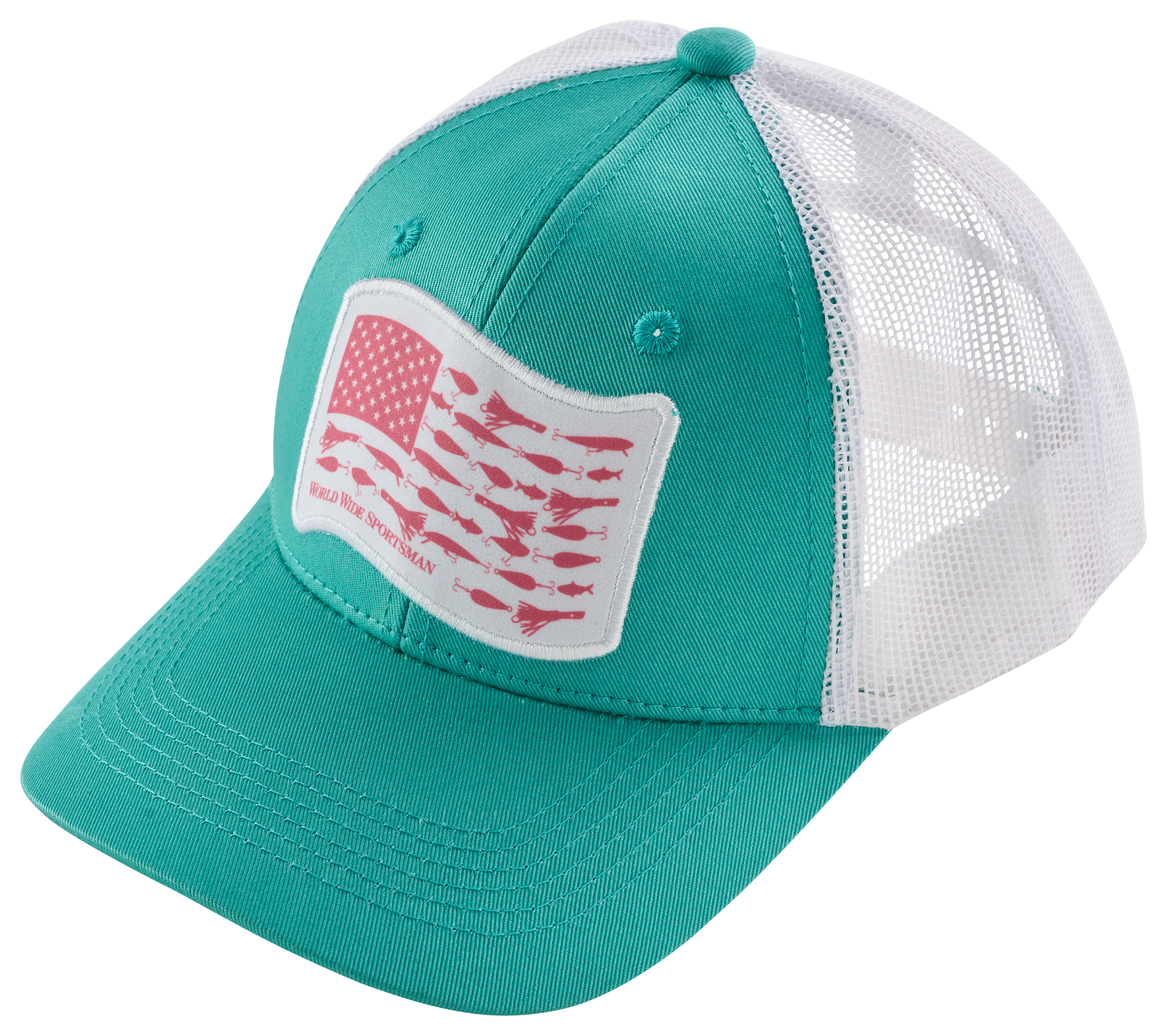 Image of World Wide Sportsman Flag Mesh-Back Cap for Kids - Spur Teal/White