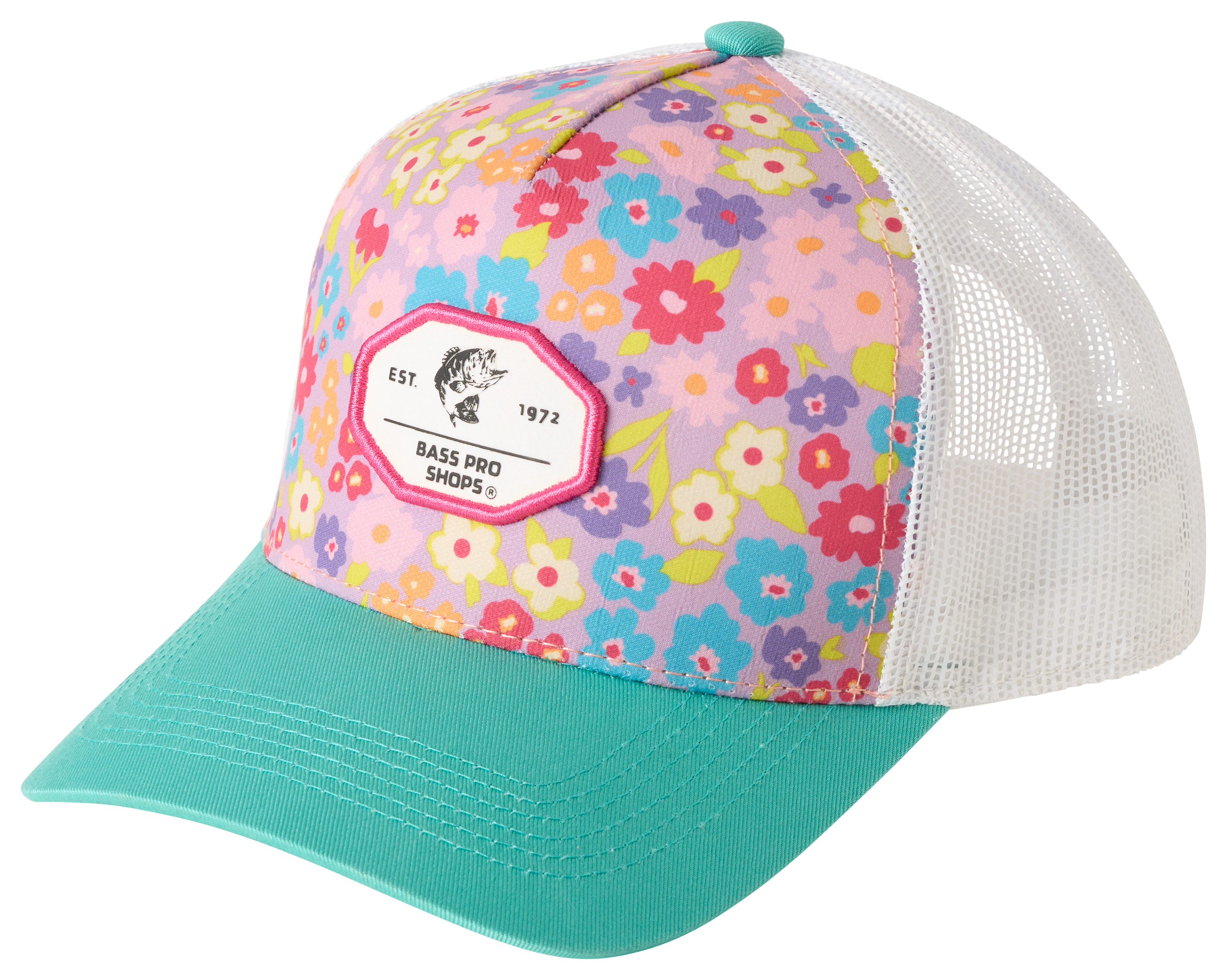 Image of Bass Pro Shops Performance Snapback Cap for Kids - Purple Floral