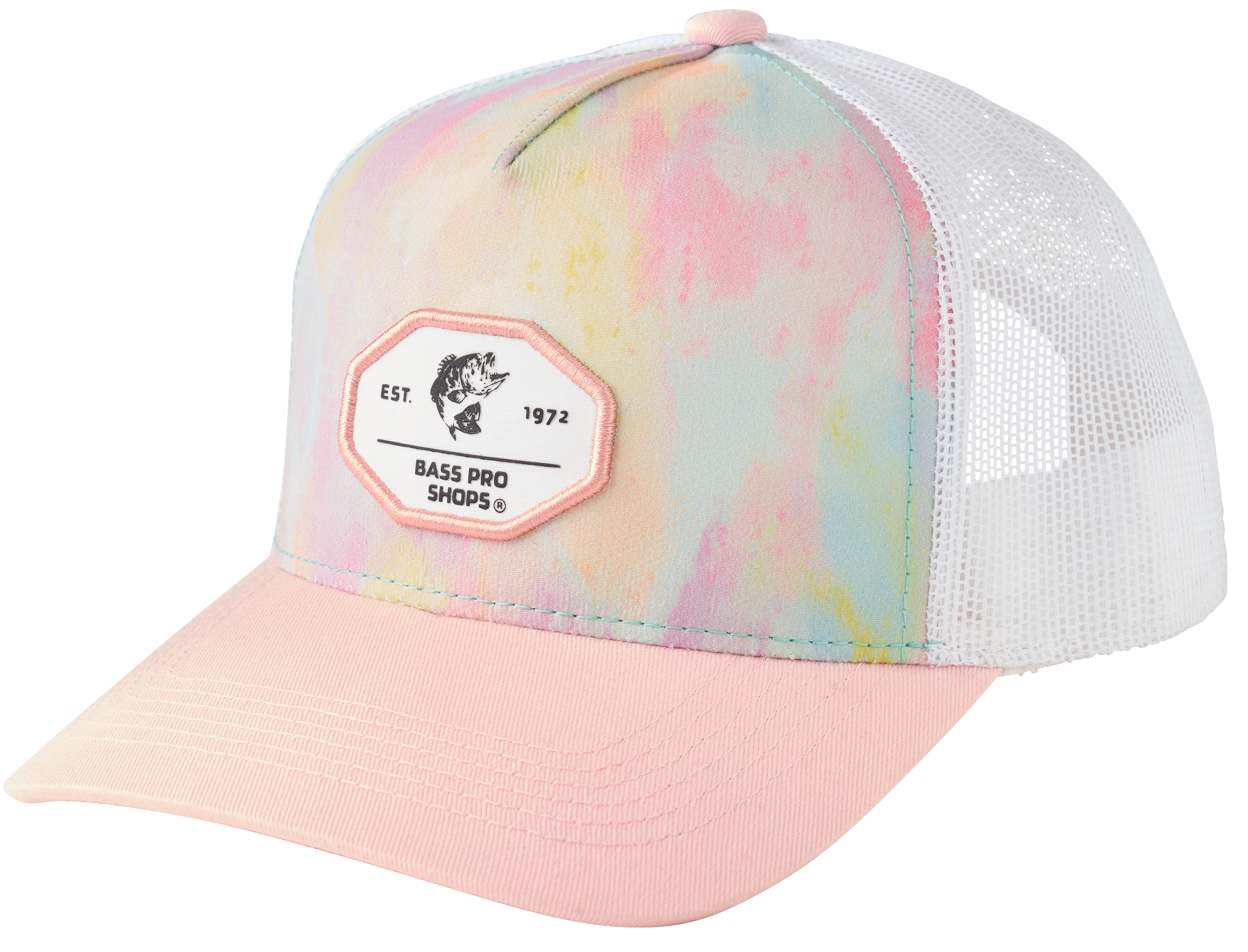 Image of Bass Pro Shops Performance Snapback Cap for Kids - Pink Watercolor