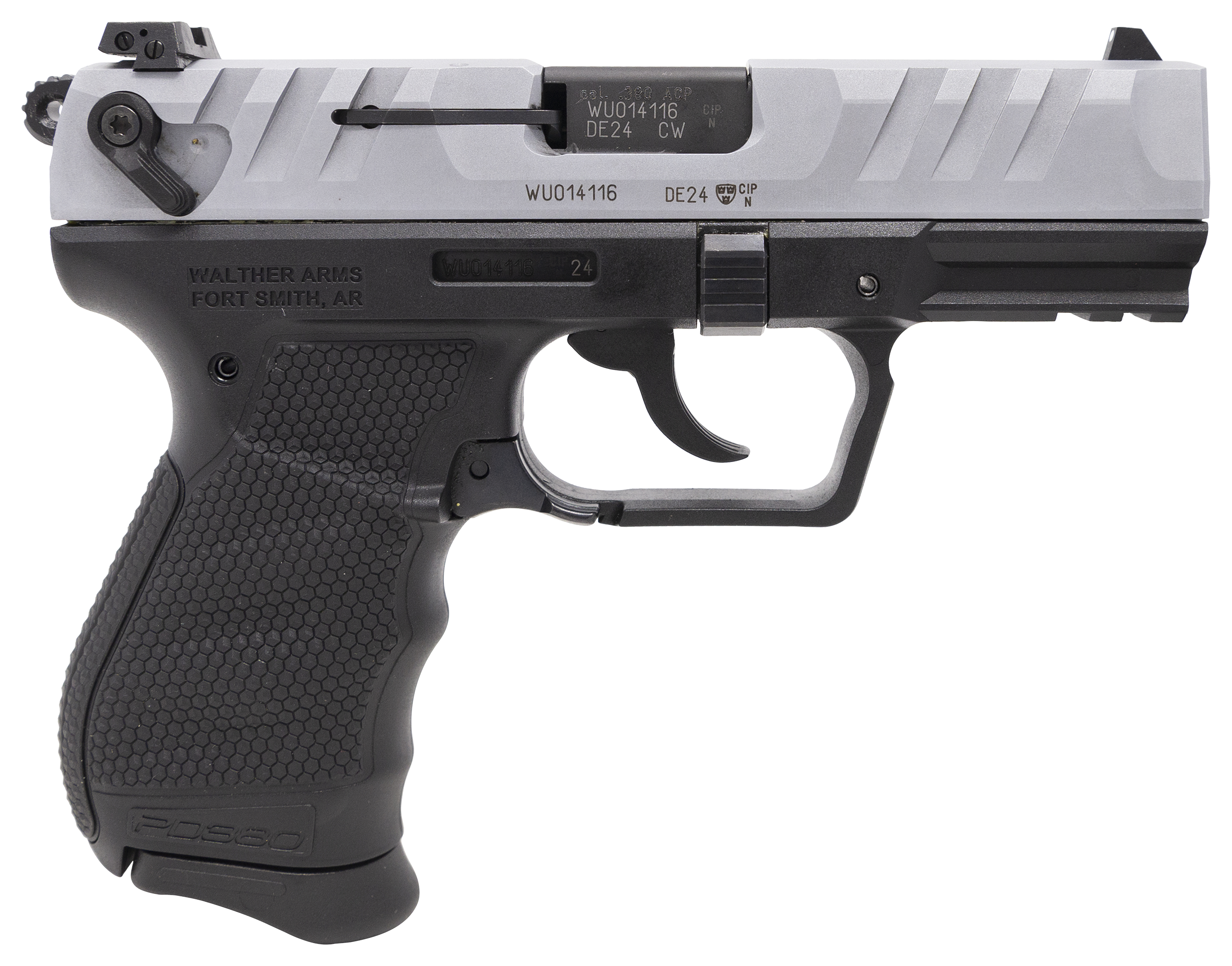 Walther PD380 SemiAuto Pistol  Nickel  Black
