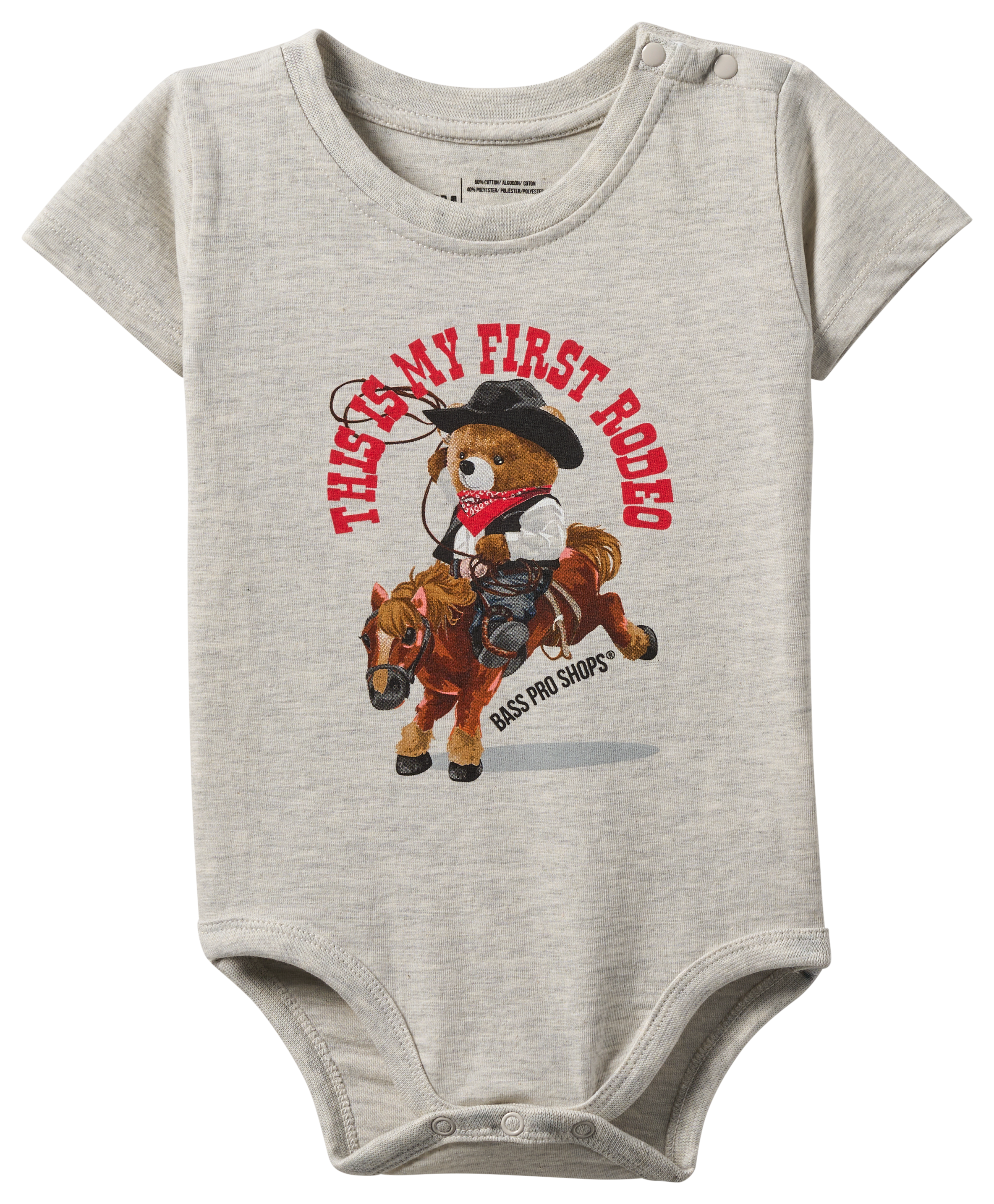 Image of Bass Pro Shops My First Rodeo Short-Sleeve Bodysuit for Babies - Oatmeal Heather