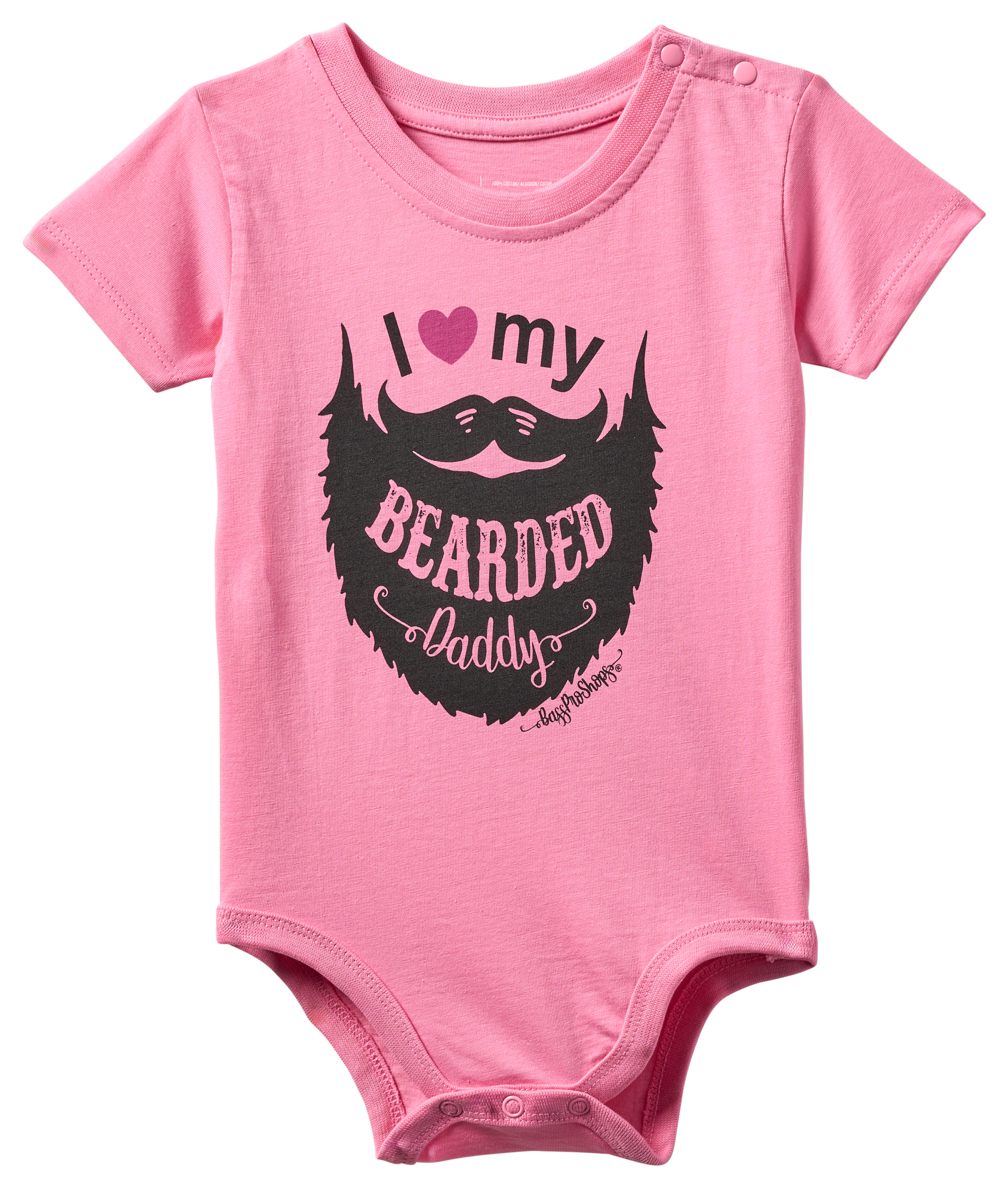Image of Bass Pro Shops I Heart My Bearded Daddy Short-Sleeve Bodysuit for Babies - Sachet Pink
