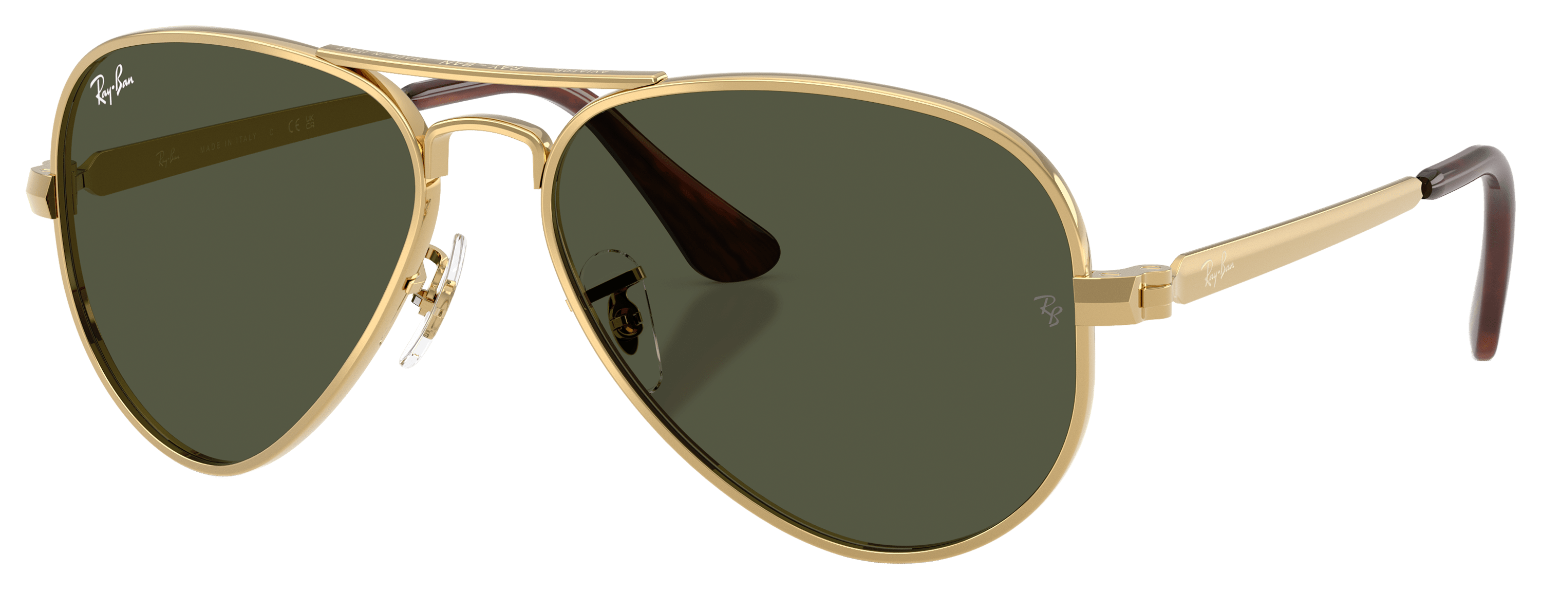 Image of Ray-Ban Aviator Max RB3925 Glass Polarized Sunglasses - Polished Arista Gold/Green Classic G-15 - XX-Large