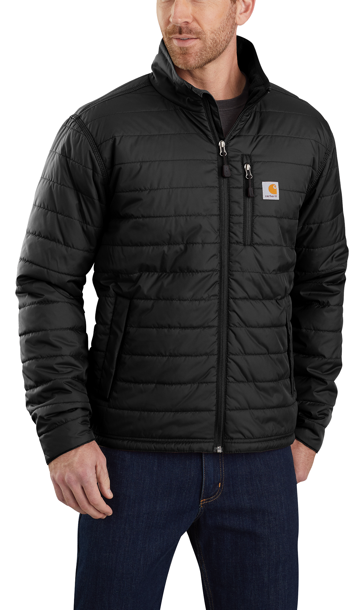 Image of Carhartt Rain Defender Relaxed Fit Lightweight Insulated Jacket for Men - Black - 3XL