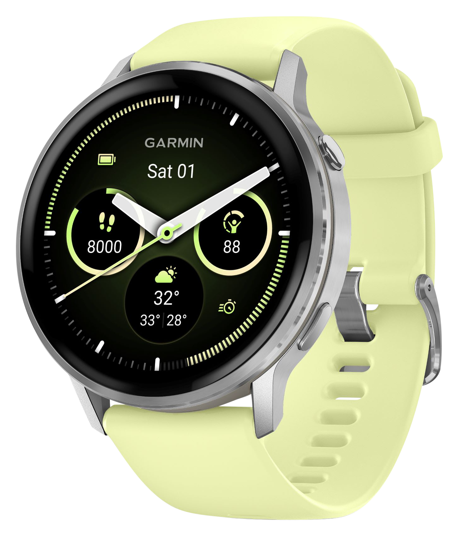 Image of Garmin Venu 4 GPS Smartwatch - Silver/Citron - 45mm