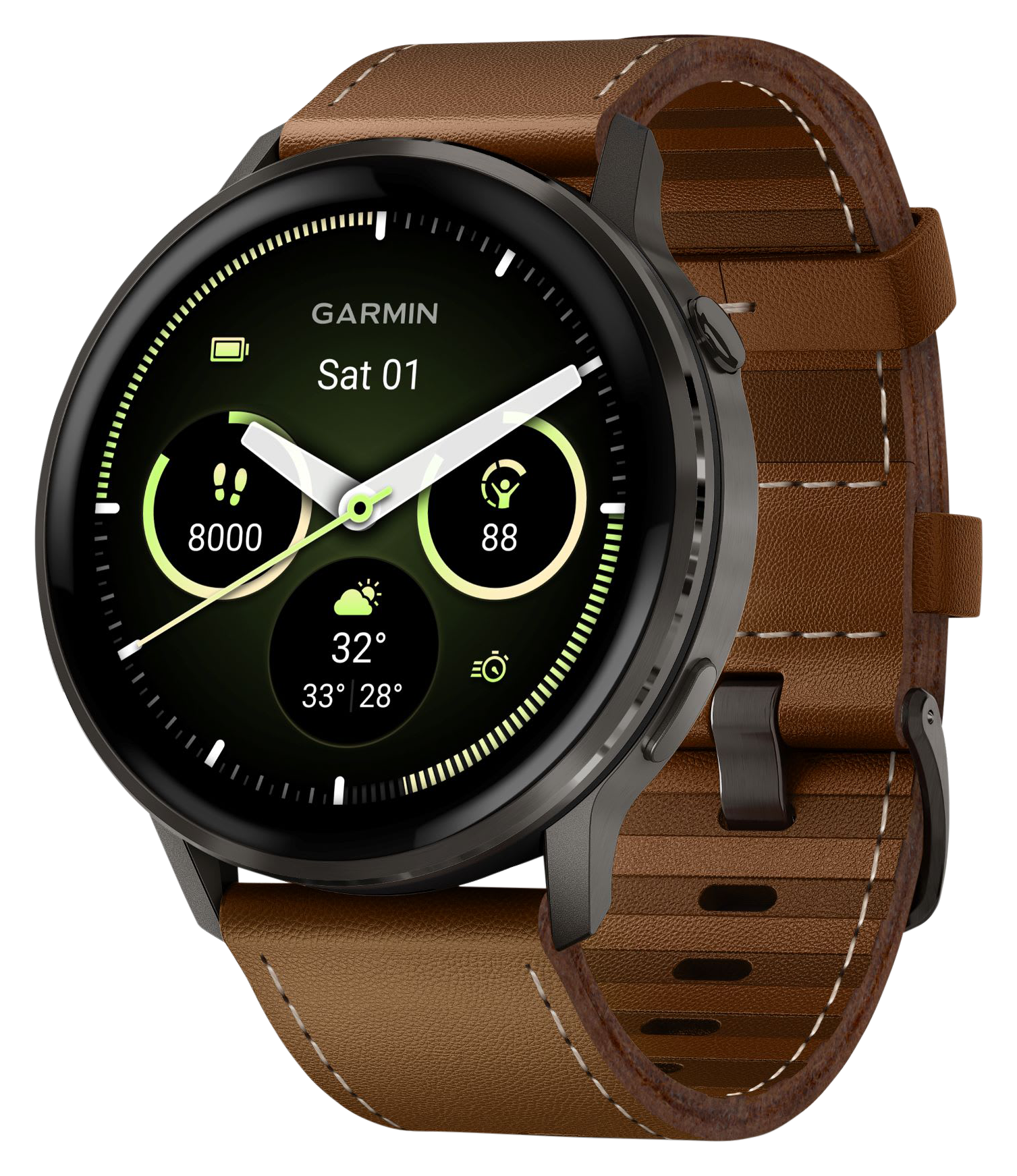 Image of Garmin Venu 4 GPS Smartwatch - Black/Brown - 45mm