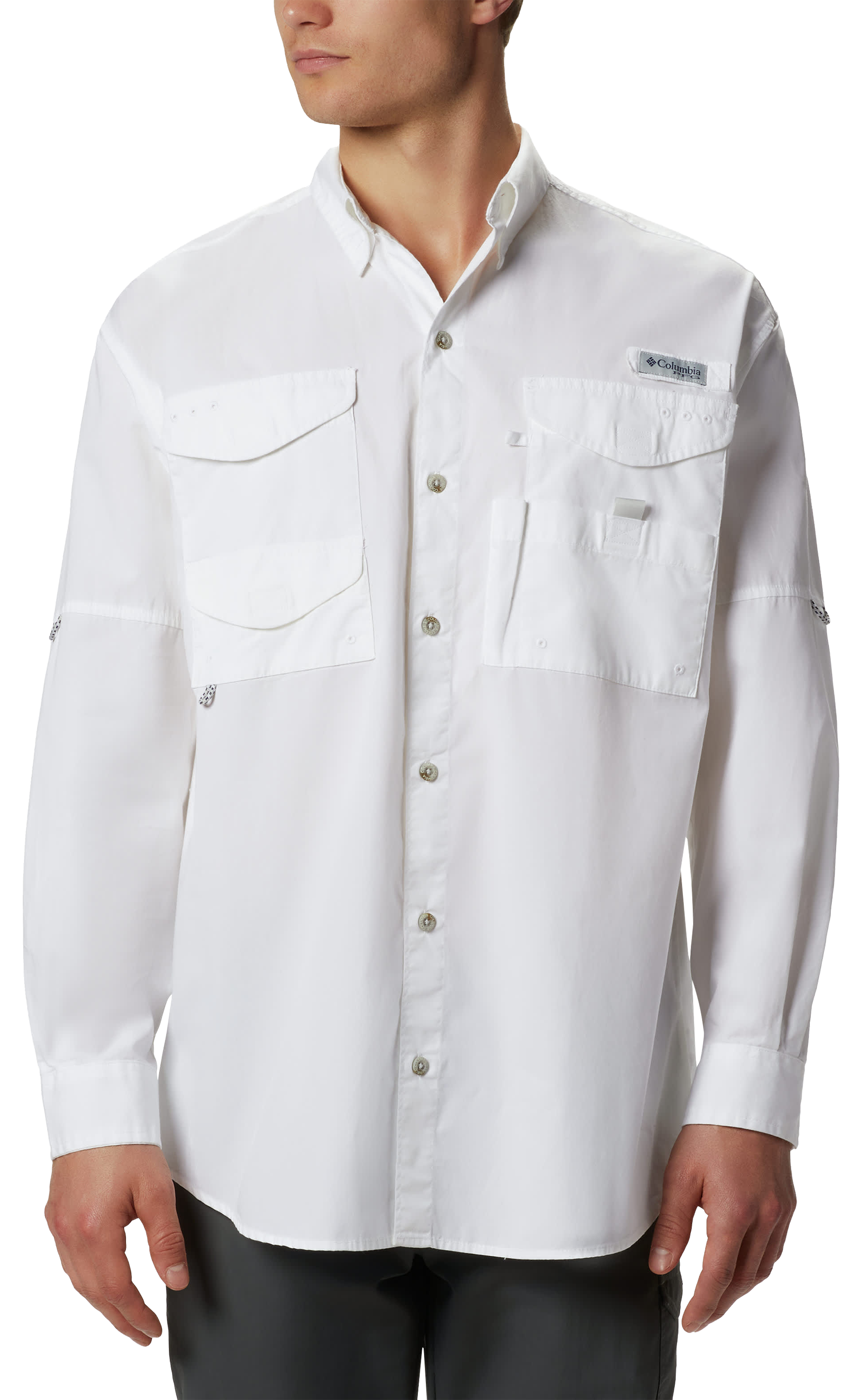 Image of Columbia PFG Bonehead Long-Sleeve Button-Down Fishing Shirt - White - XS