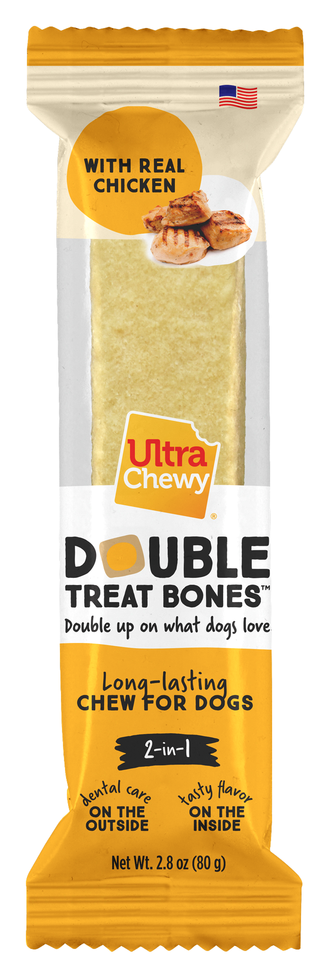 Image of Ultra Chewy Chicken Double Treat Dog Bones - 1-Pack