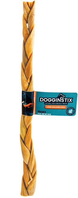 Image of "Dogginstix 12"" Braided Lamb Collagen Dog Stick"