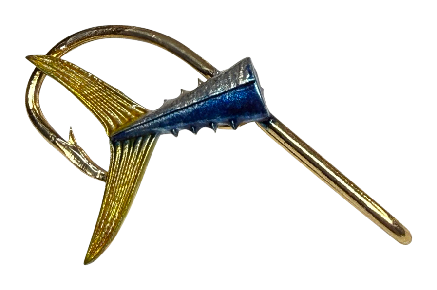 Image of Hookits Yellowtail Tuna Fishing Hook Hat Pin Clip