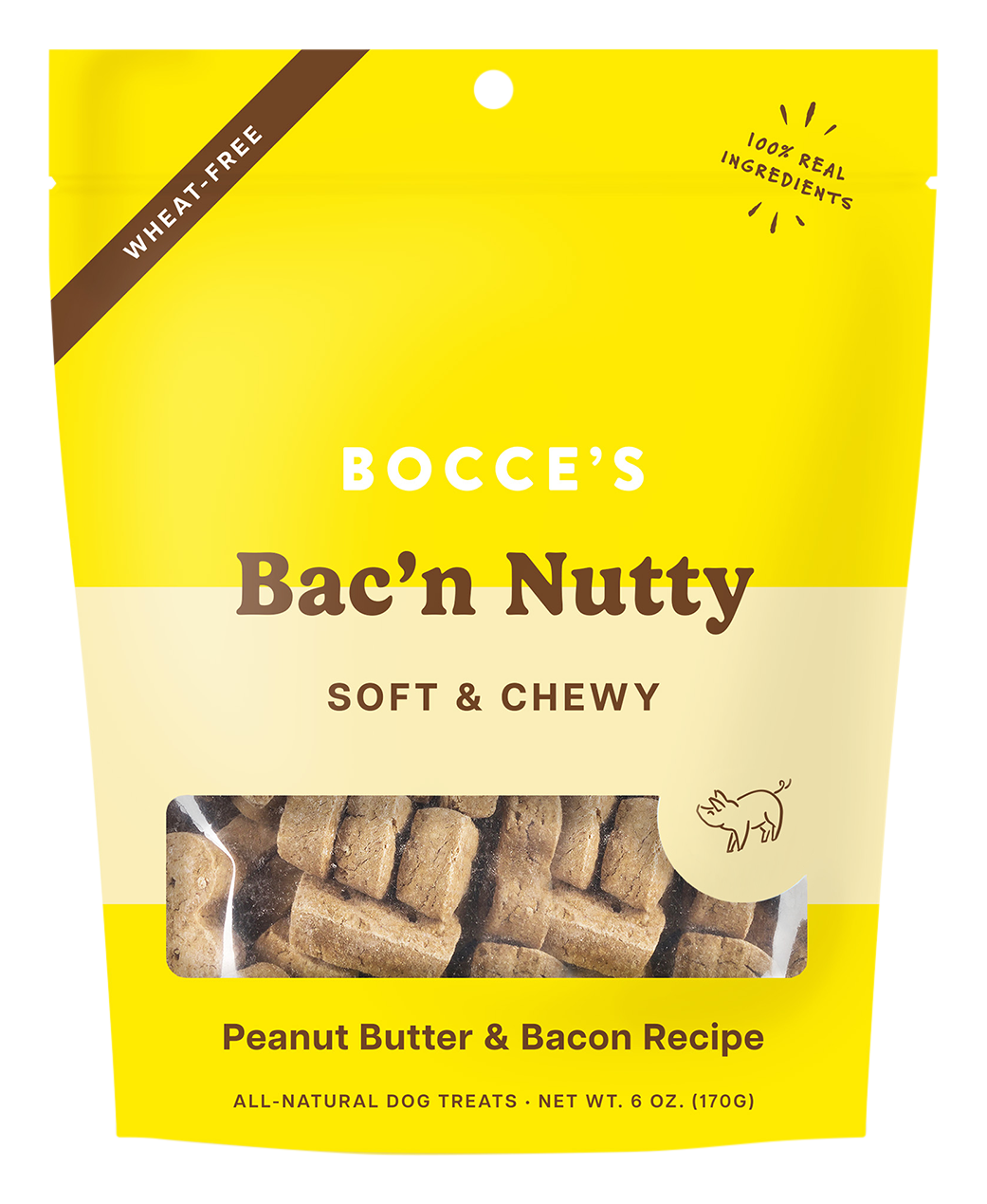 Image of Bocce's Bac'n Nutty Soft Chewy Dog Treats - Peanut Butter & Bacon