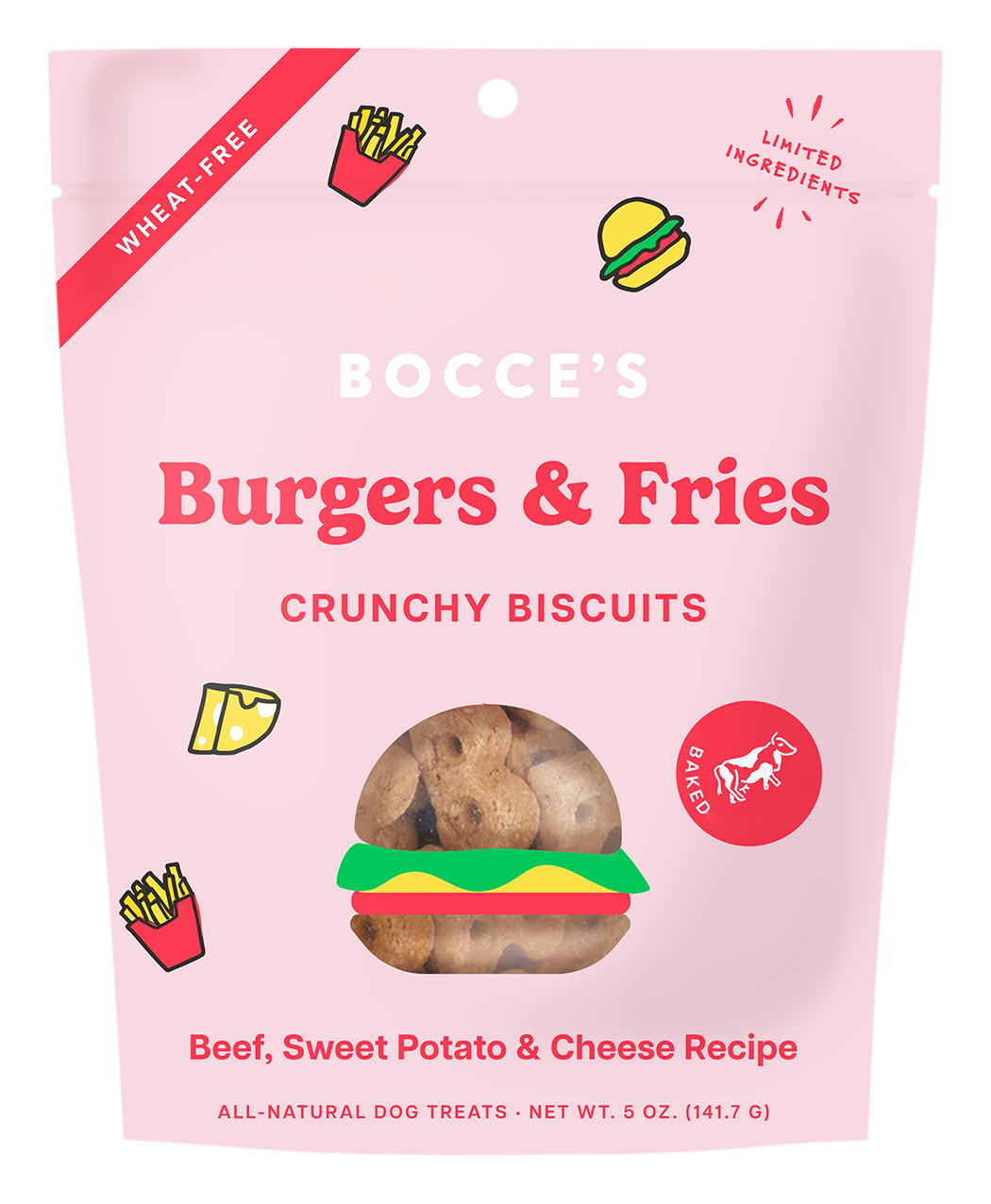 Image of Bocce's Burgers and Fries Crunchy Biscuits Dog Treats