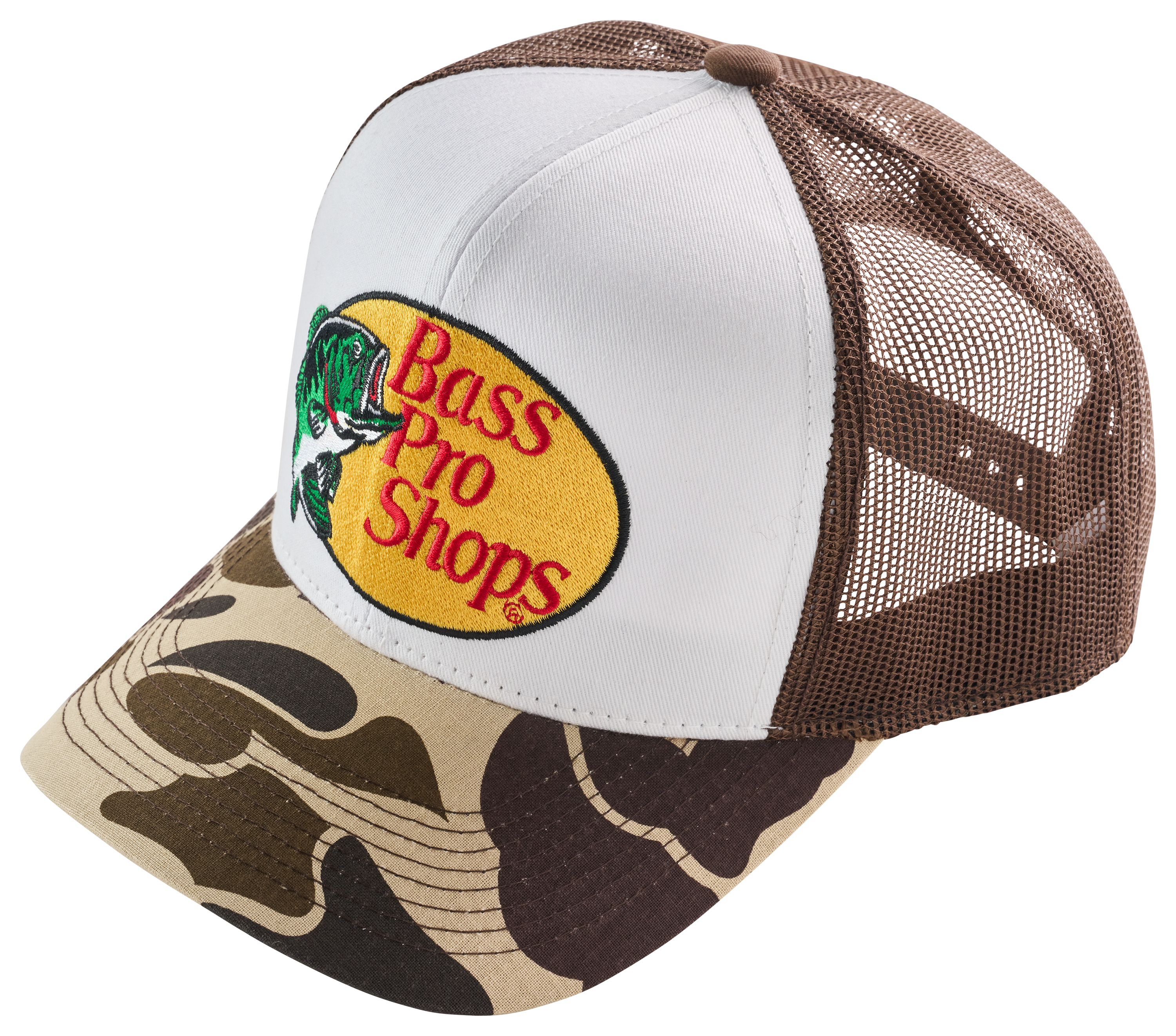 Image of Bass Pro Shops Leaping Bass Logo Cap - White/Brown Duck