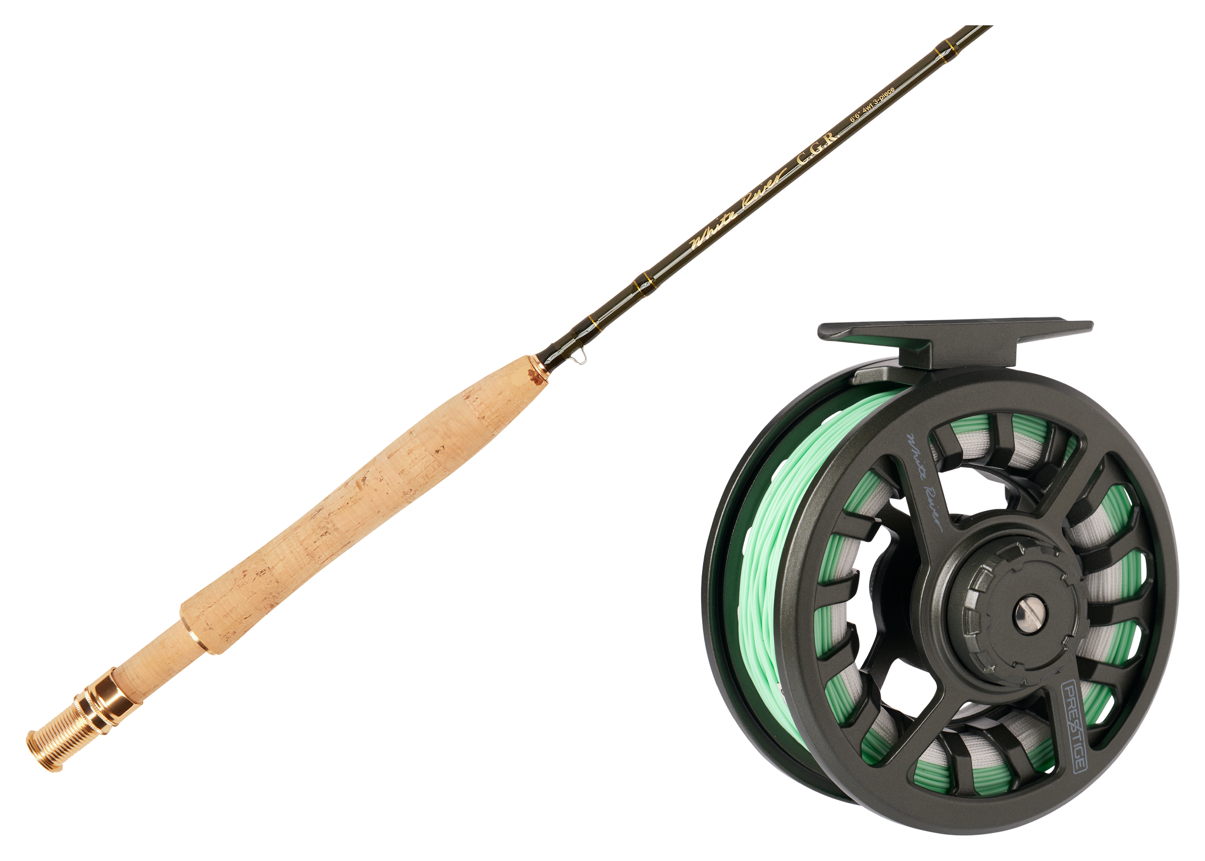 Image of "White River Fly Shop CGR Fiberglass Fly Rod and Prestige Fly Reel Combo - 3 wt. - 5'9"""
