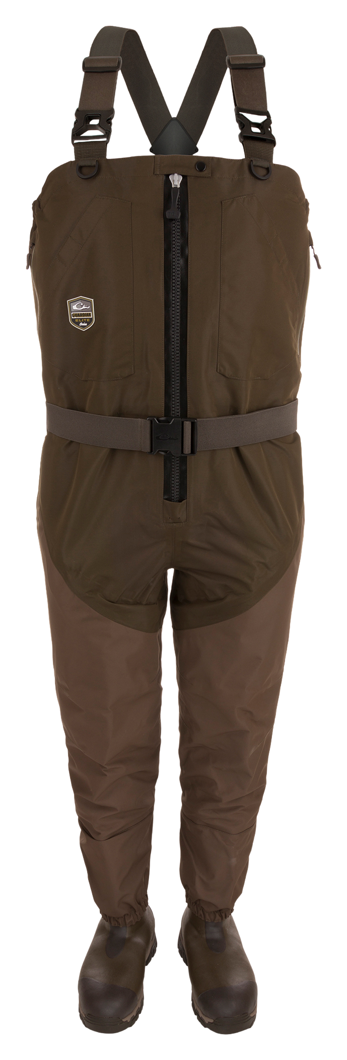 Image of Drake Waterfowl Guardian Elite HND Insulated Front Zip Hunting Waders for Men - Green Timber - 2XL 12/Tall