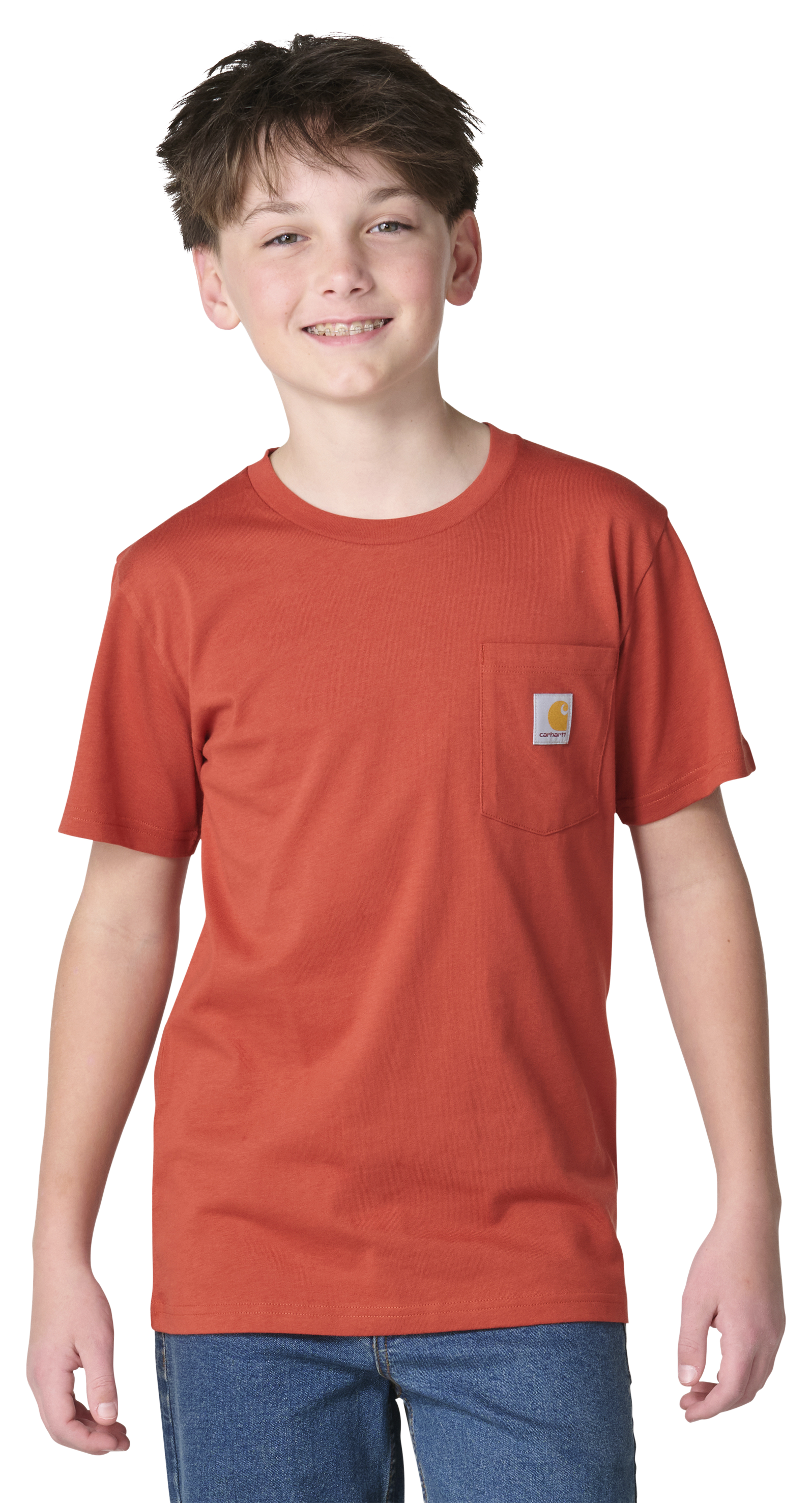 Image of Carhartt All-Cotton Short-Sleeve Pocket T-Shirt for Toddlers - Burnt Brick