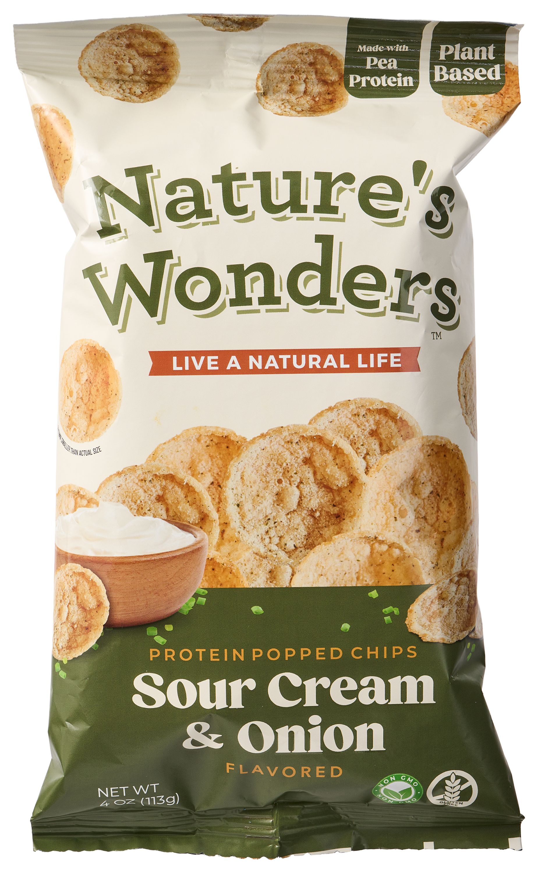 Image of Nature's Wonders Sour Cream and Onion Popped Protein Chips