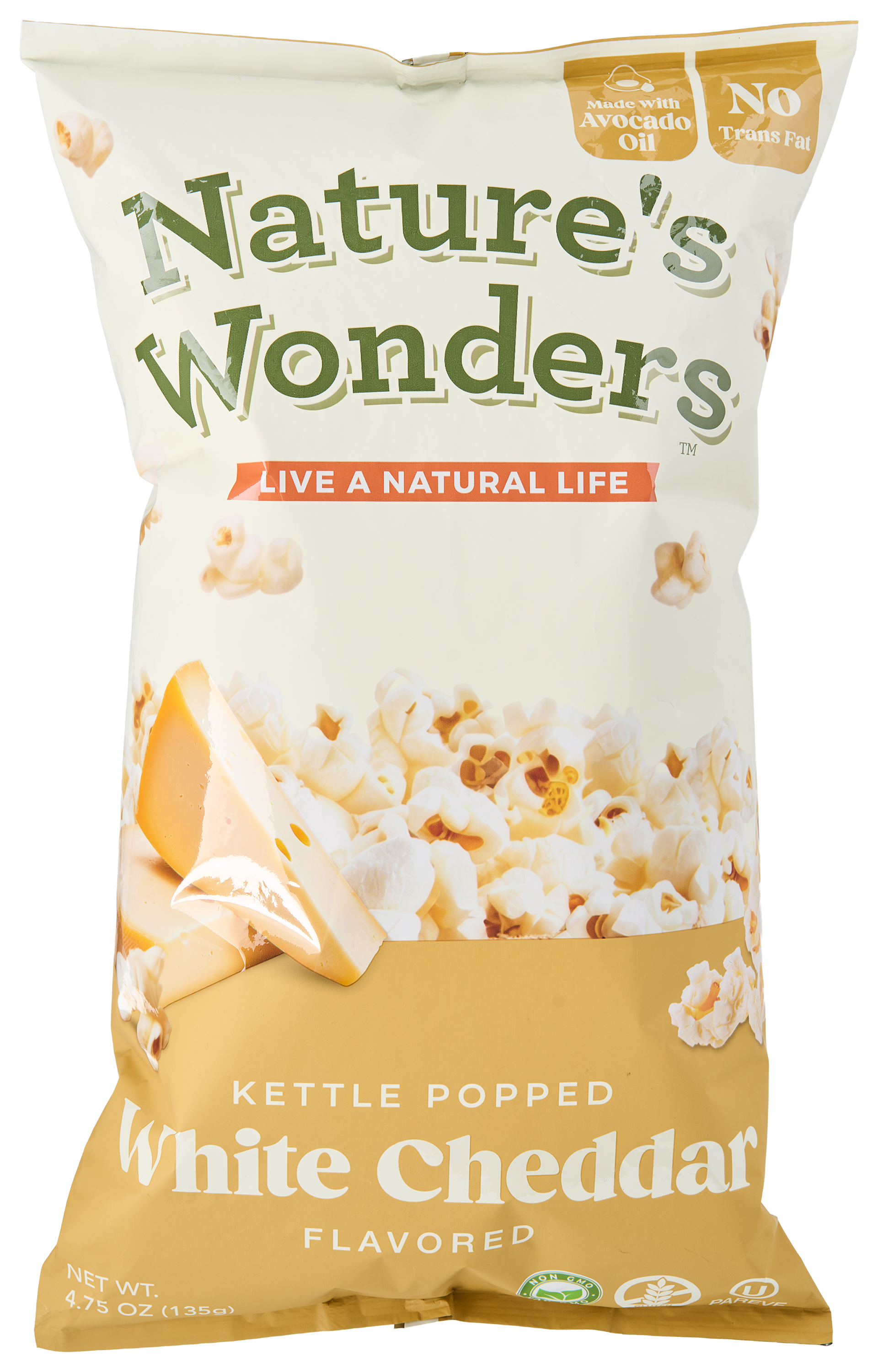 Image of Nature's Wonders White Cheddar Kettle-Popped Popcorn