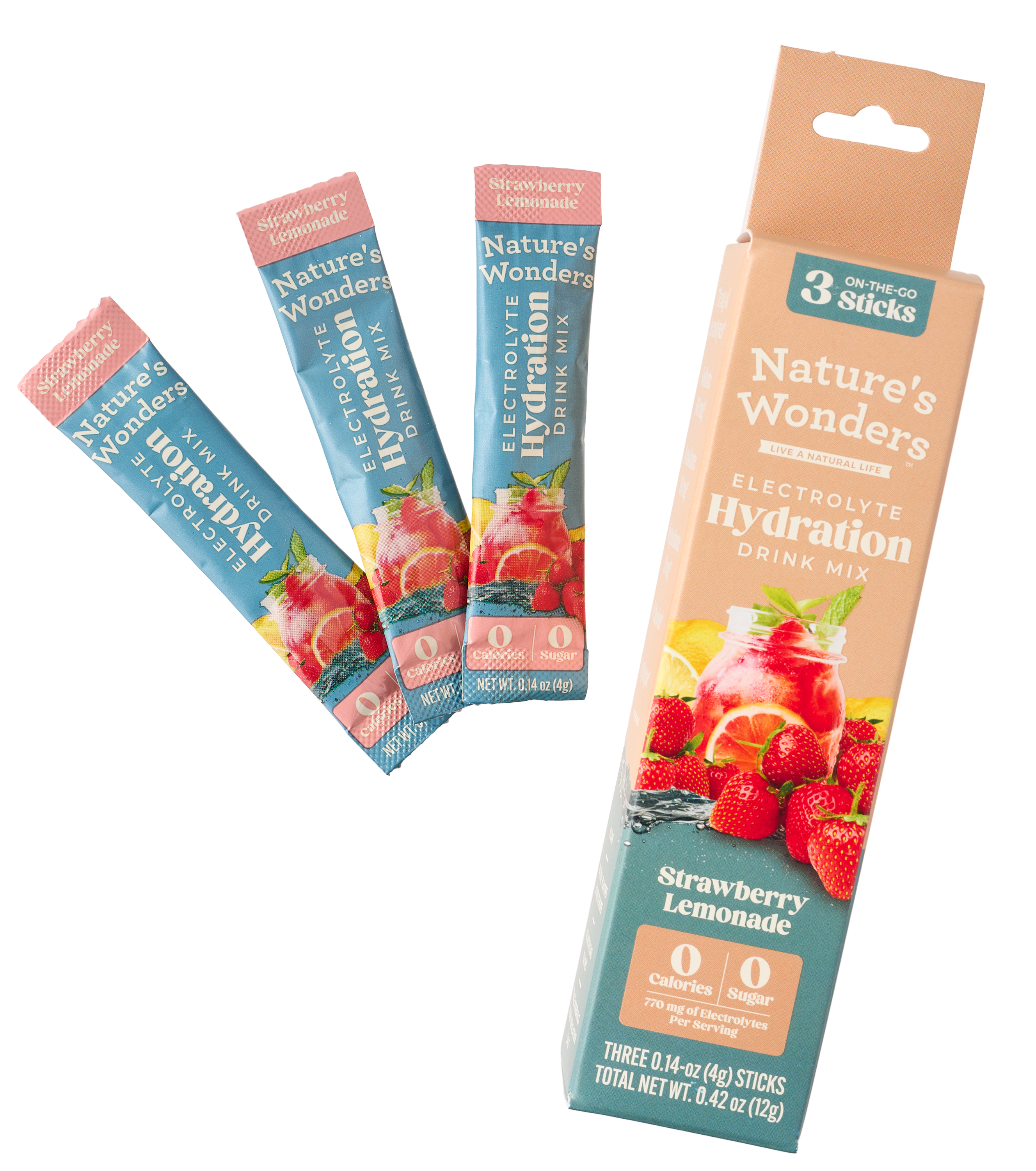 Image of Nature's Wonders Hydration Drink Mix - Strawberry Lemonade