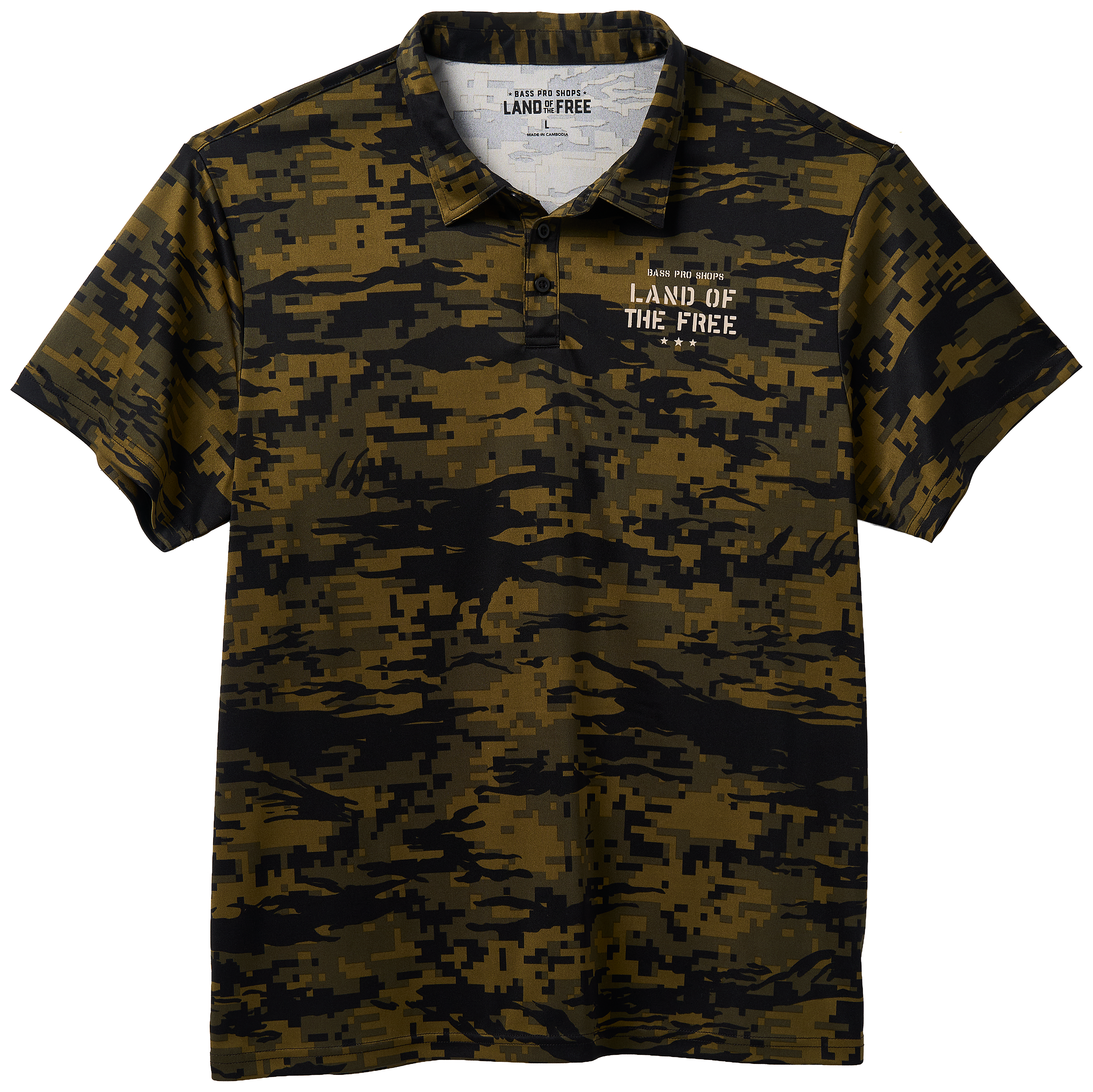 Image of Land of the Free Printed Murphy Short-Sleeve Polo Shirt - Olive Digi Camo