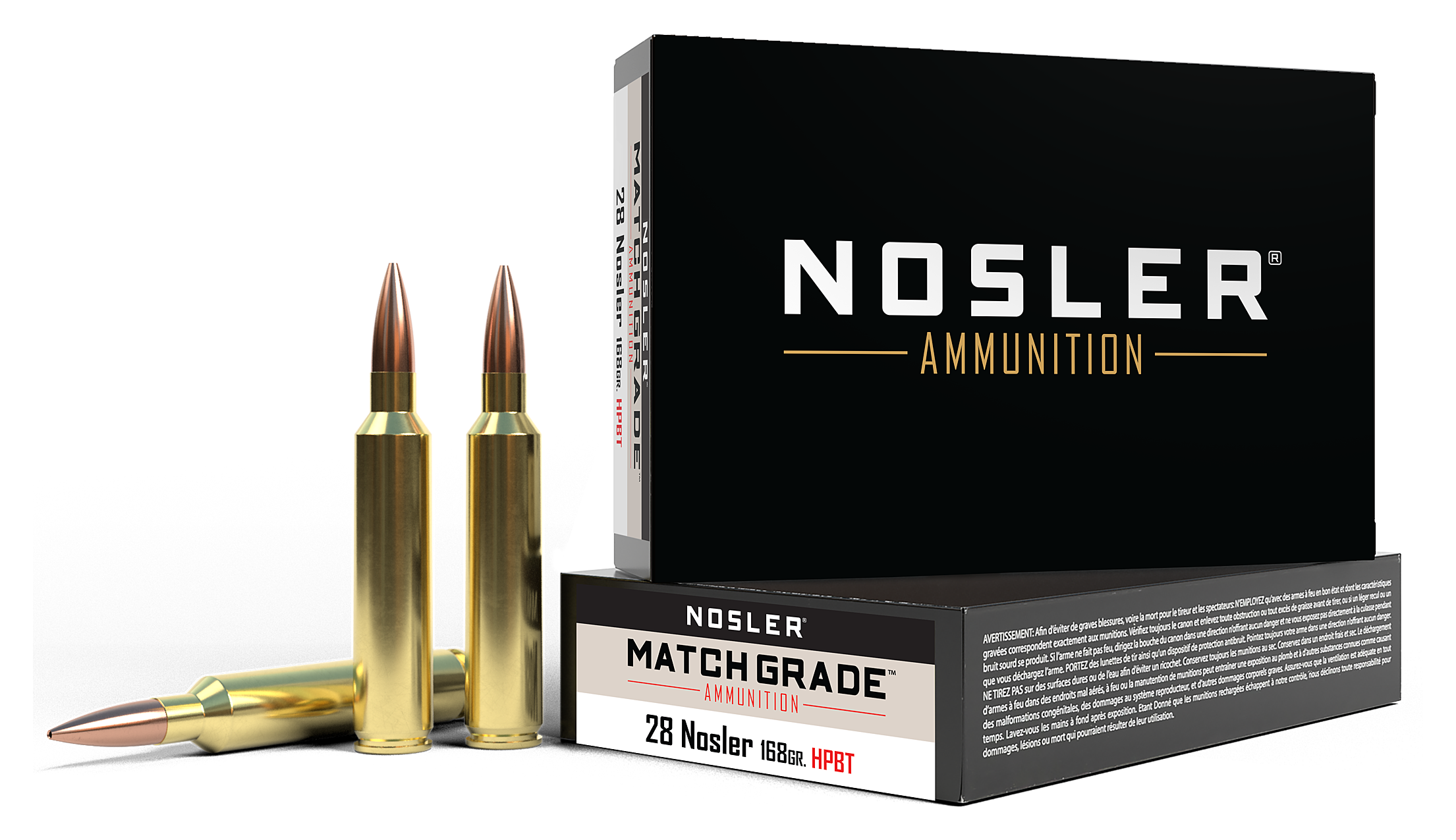 Nosler Match-Grade .28 Nosler 168 Grain Rifle Ammo
