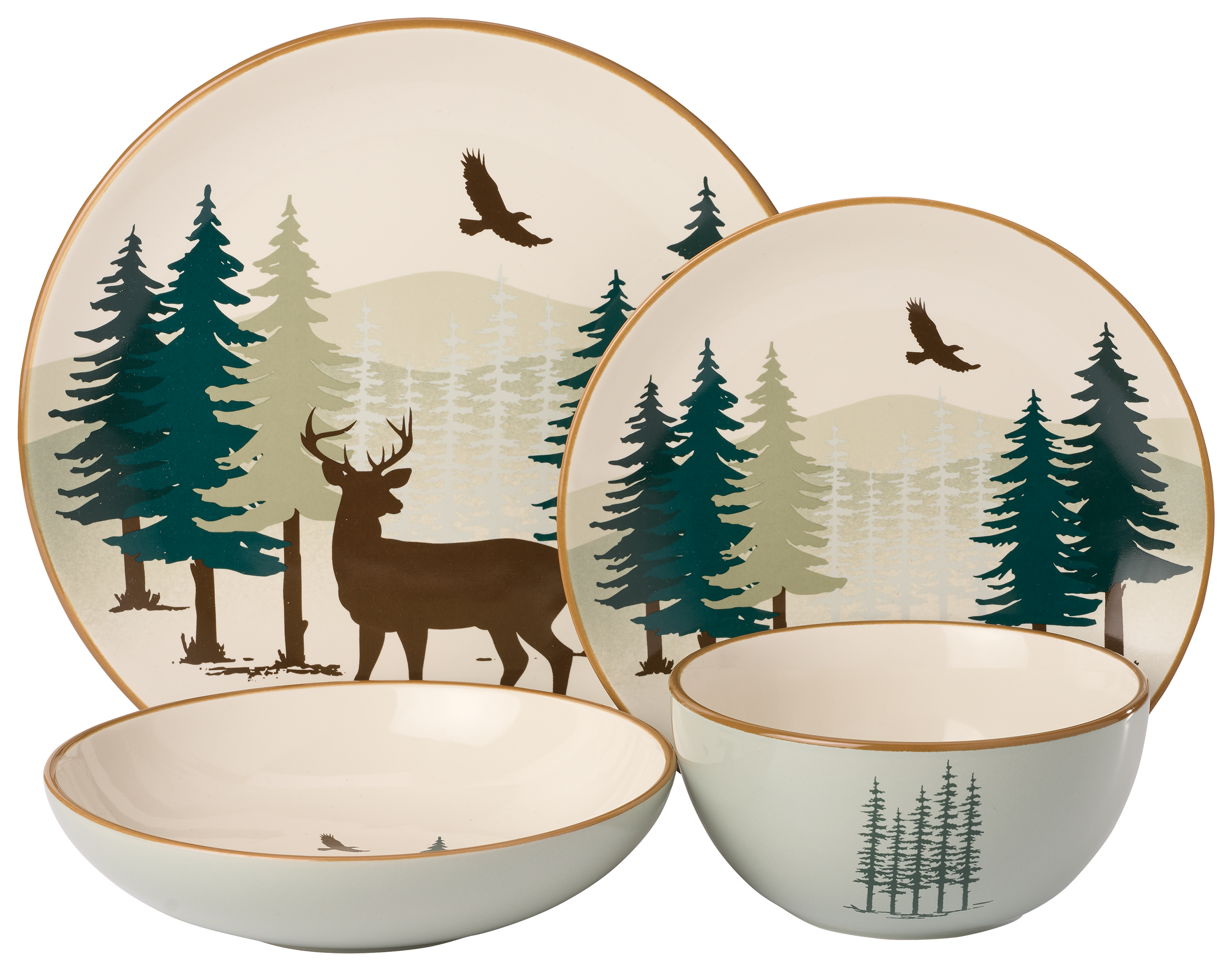 Image of White River Home Evergreen Watch 16-Piece Dinnerware Set