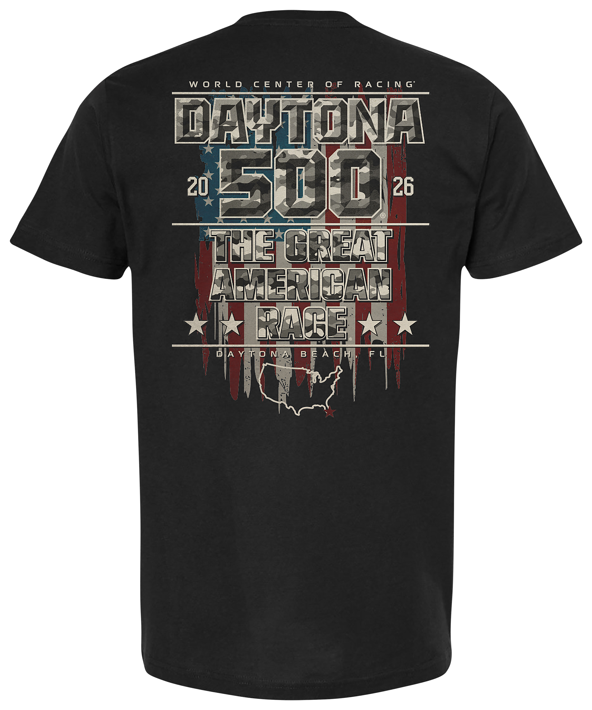 Image of NASCAR 2026 Daytona 500 Camo Graphic Short-Sleeve T-Shirt - Black - 3XL