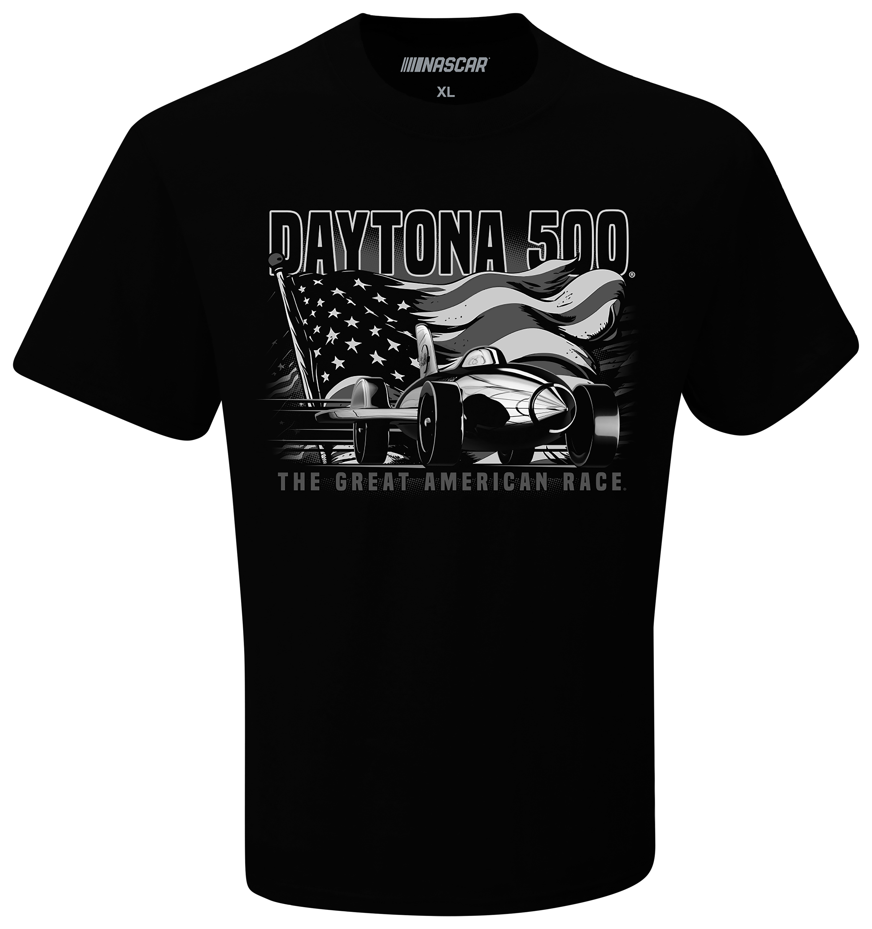 Image of NASCAR 2026 Daytona 500 Tonal Flag Short-Sleeve T-Shirt - Black - XL