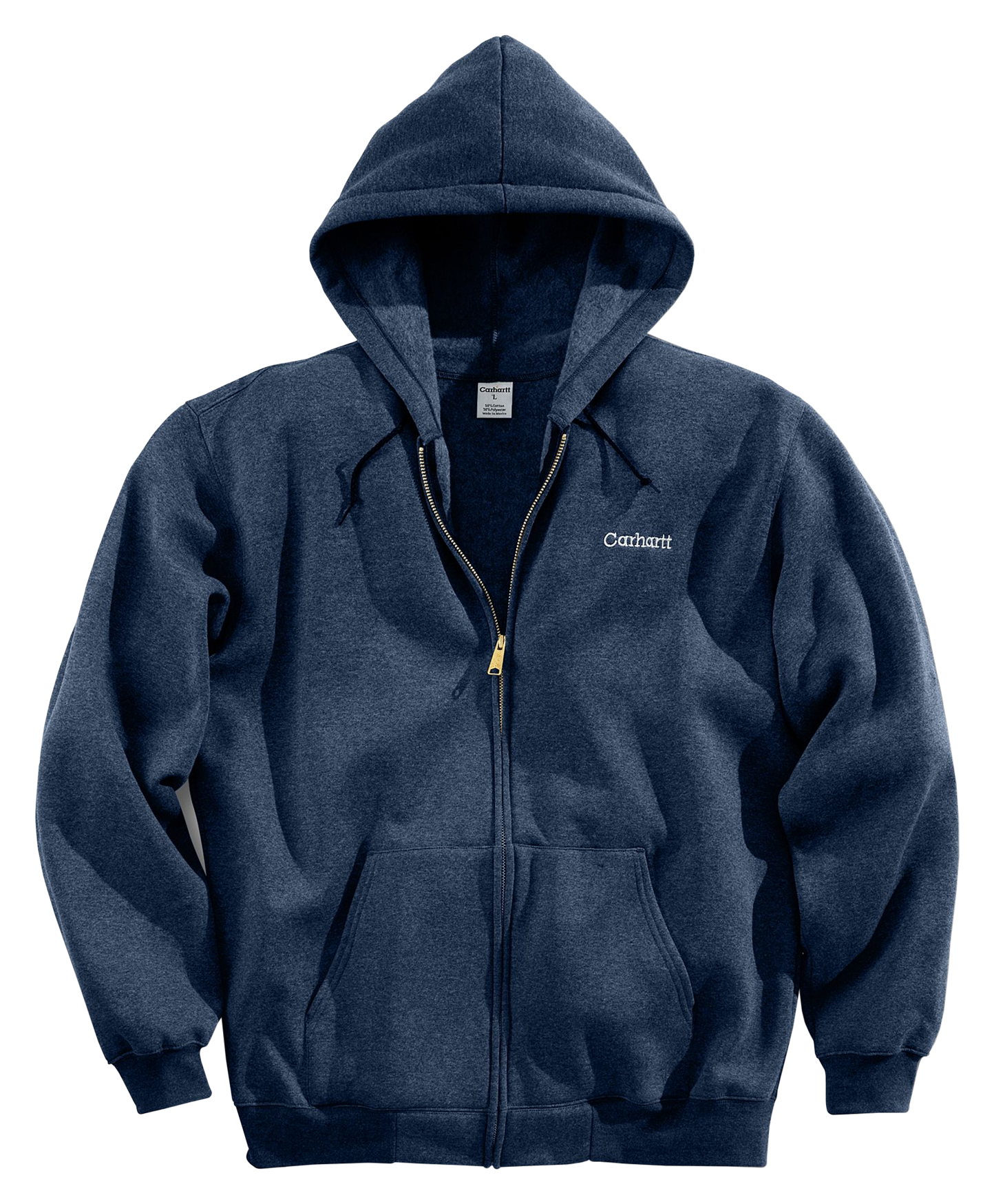 Image of Carhartt Midweight Full-Zip Long-Sleeve Hooded Sweatshirt for Men - Navy - 3XL