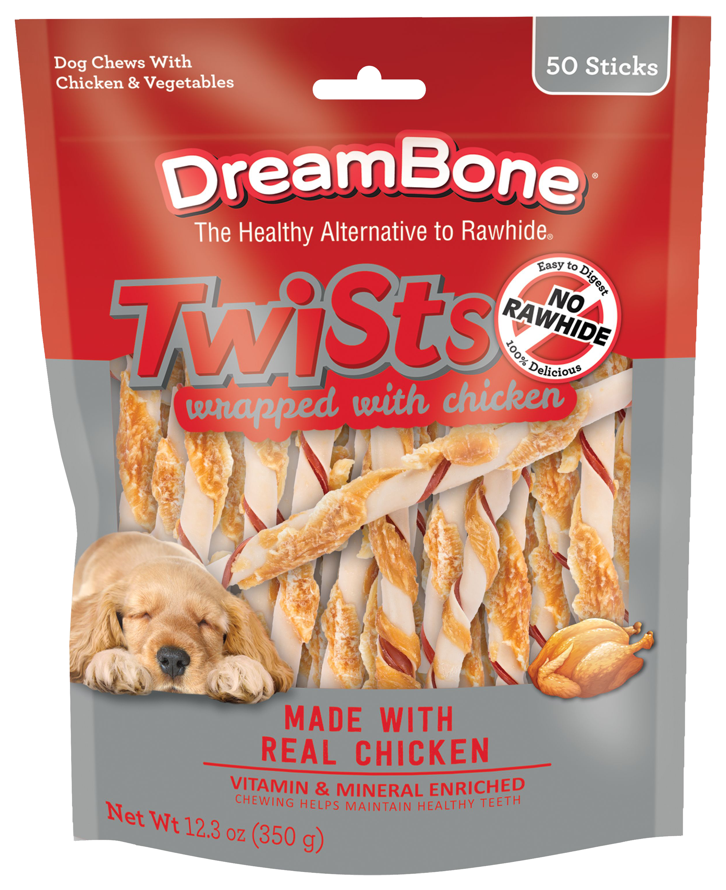 Image of DreamBone Twists Wrapped with Chicken Dog Chews - 50