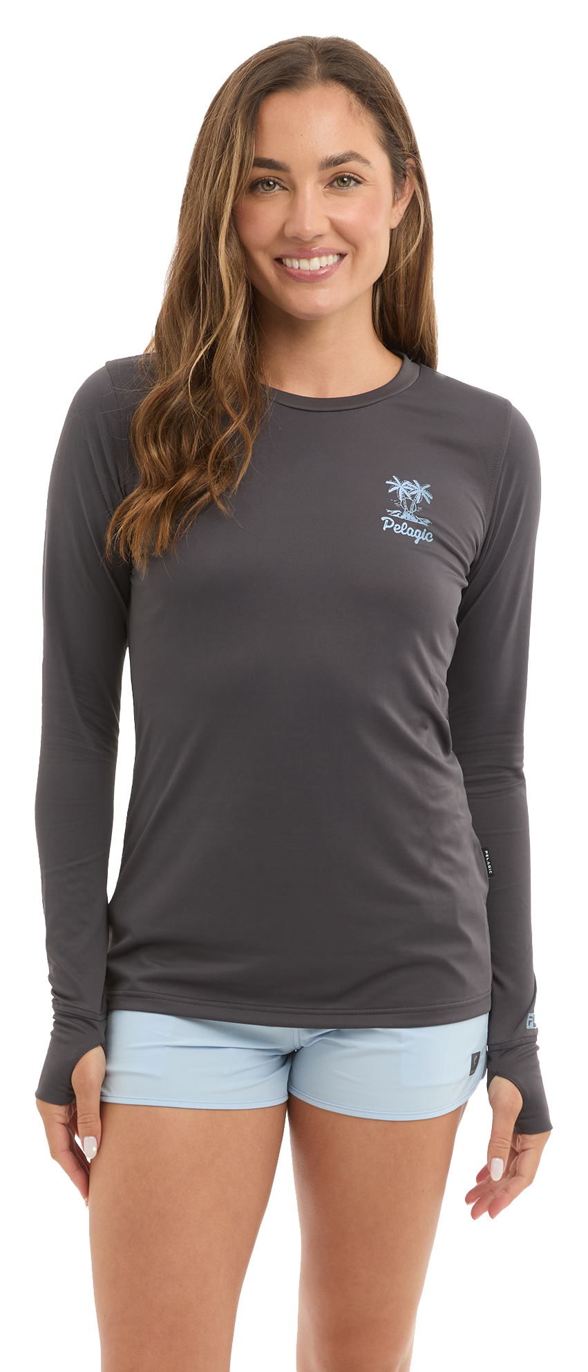 Image of Pelagic Isla Tortuga Aquatek Long-Sleeve Fishing Shirt - Graphite - M