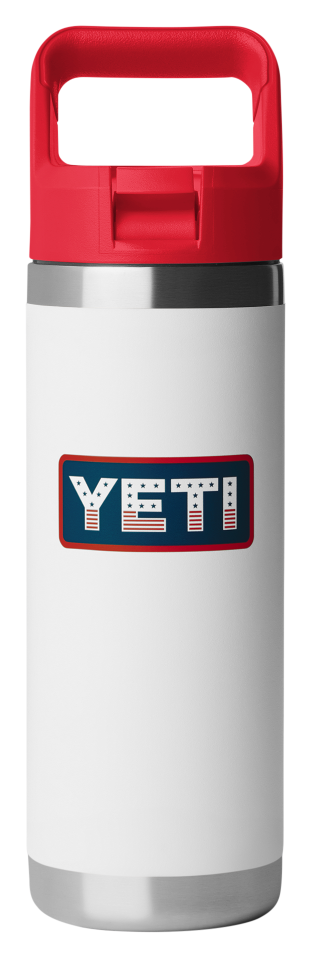 Image of YETI Rambler 18-oz. Water Bottle with Color-Matched Straw Cap - White/Rescue Red/Badge