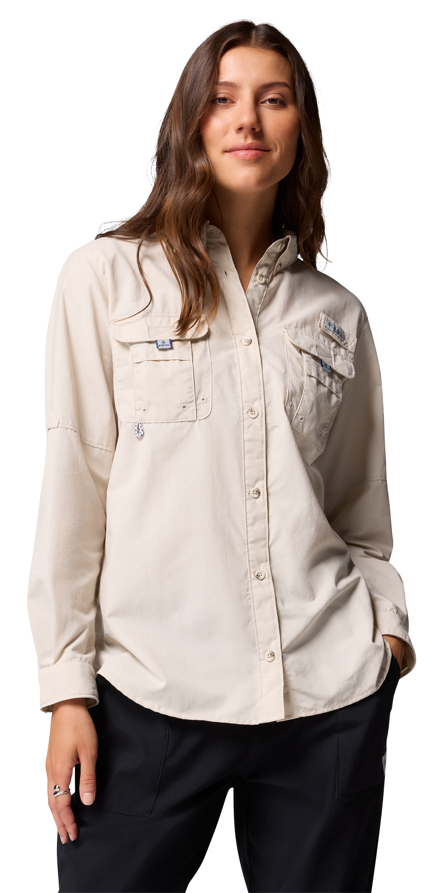 Image of Columbia PFG Bahama II Long-Sleeve Button-Down Shirt - Dark Stone