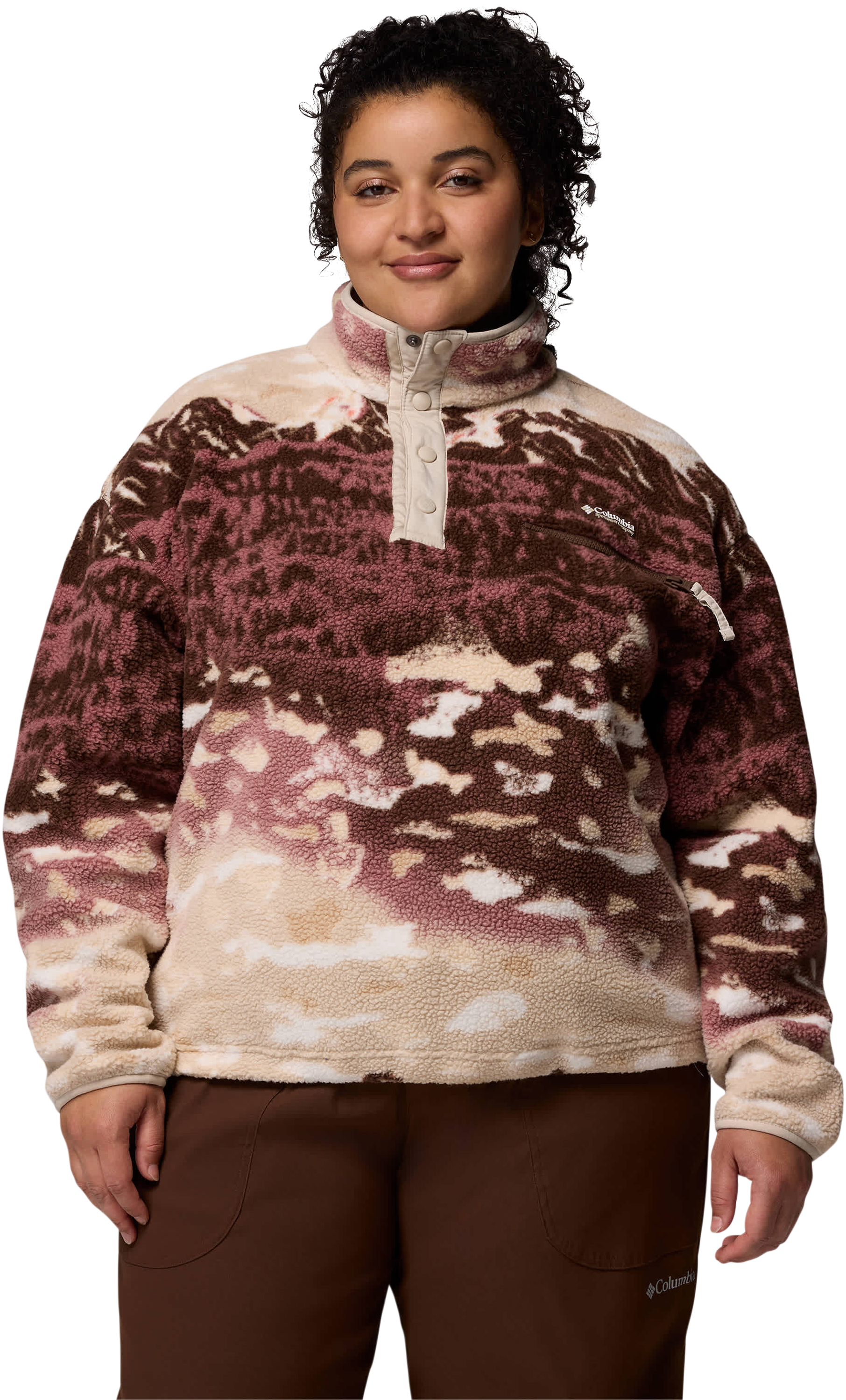 Image of Columbia Helvetia II Printed Half-Snap Cropped Pullover - Everblue Sisters/Rain Forest - 2X