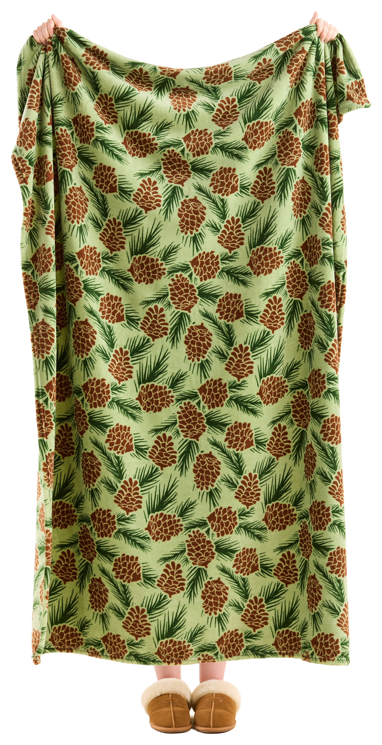 Image of White River Home All-Weather Fleece Throw - Acorn Greenery