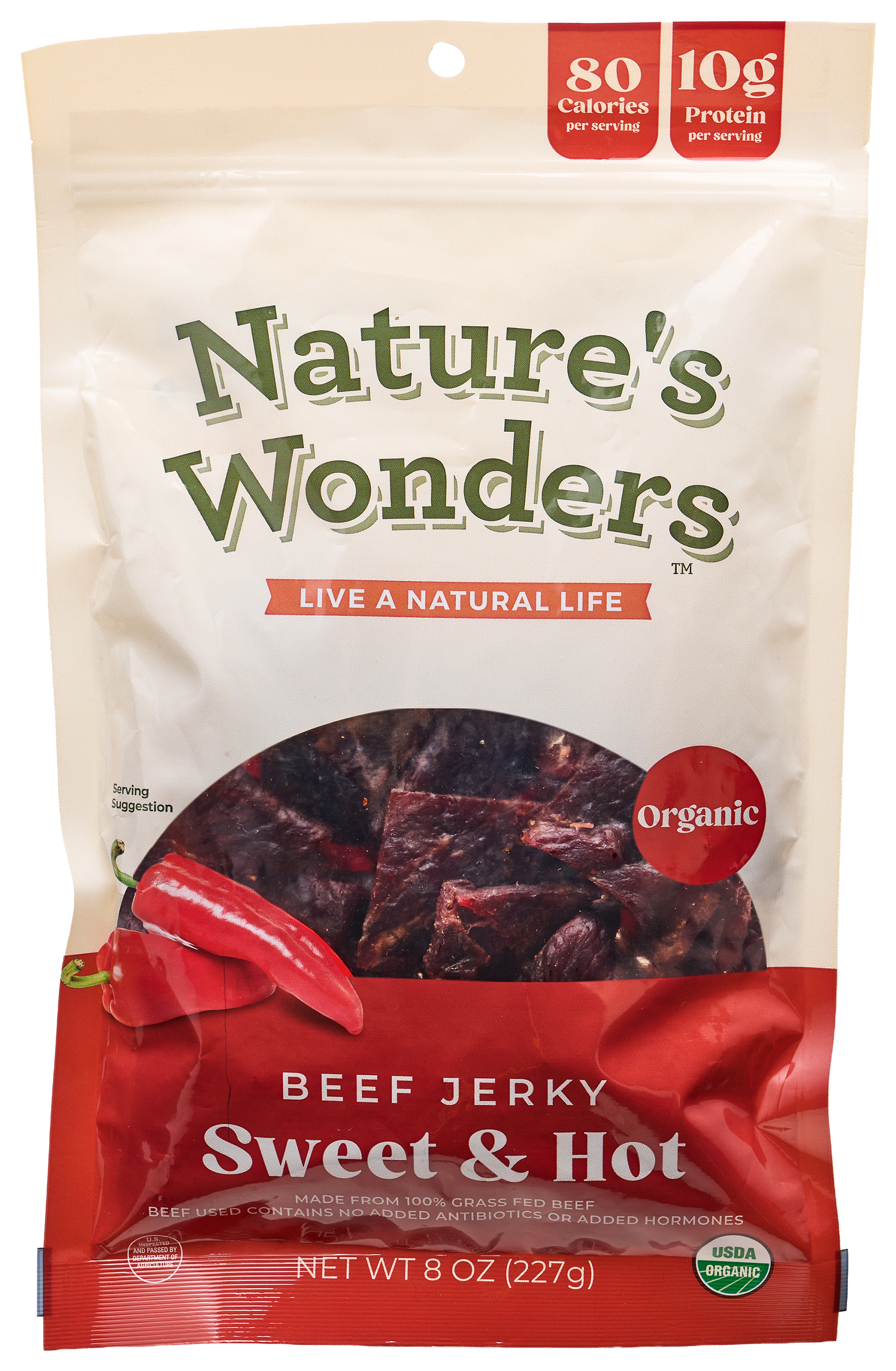 Image of Nature's Wonders Organic Sweet and Hot Beef Jerky - 8 oz.