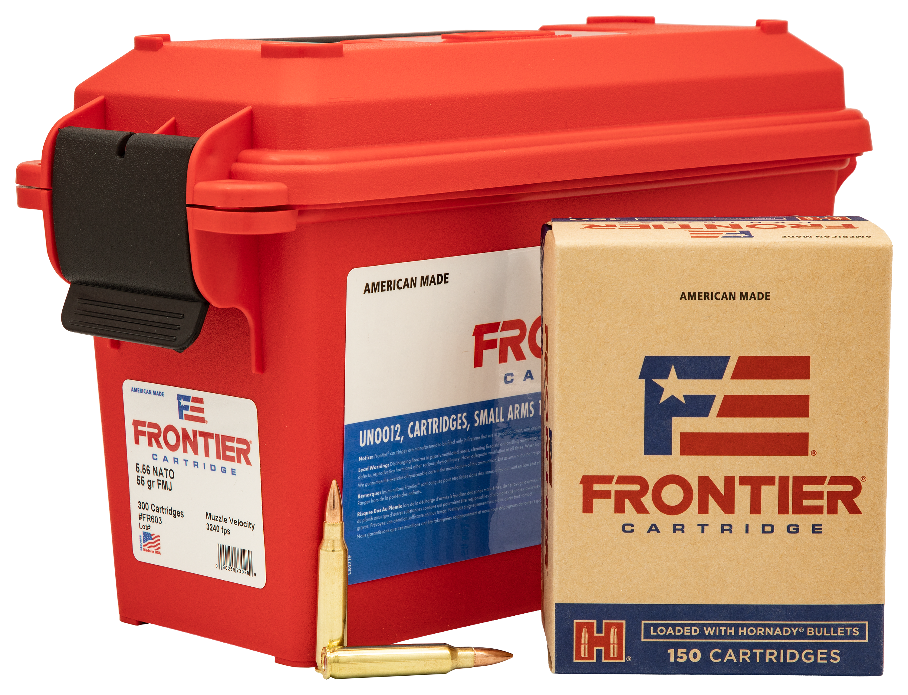 Frontier 5.56x45mm NATO 55 Grain FMJ Centerfire Rifle Ammo with Ammo Can - Frontier