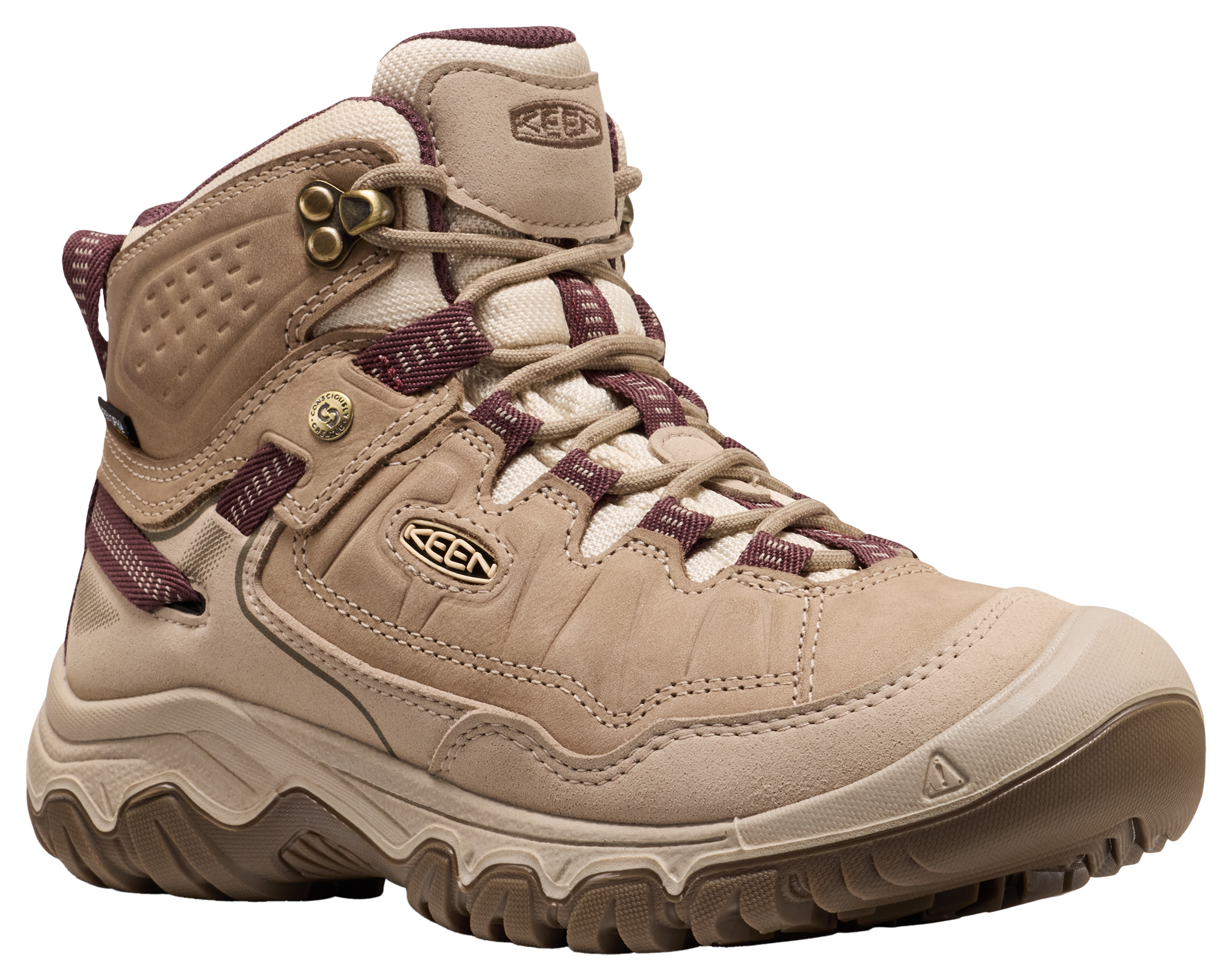 Image of KEEN Targhee IV Mid Waterproof Hiking Boots for Women - Plaza Taupe/Huckleberry