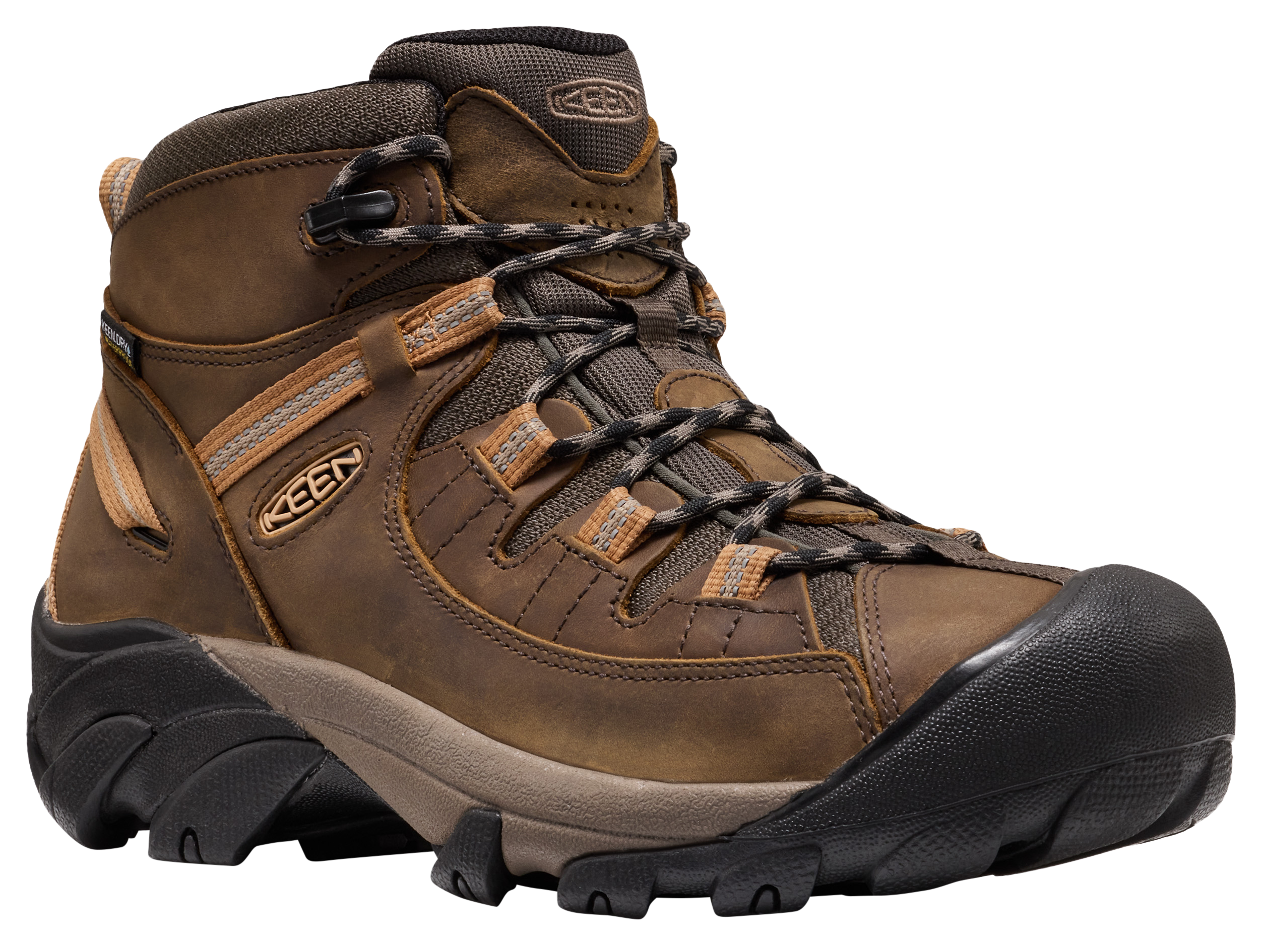 Image of KEEN Targhee II Mid Waterproof Hiking Boots for Men - Black Olive/Chipmunk