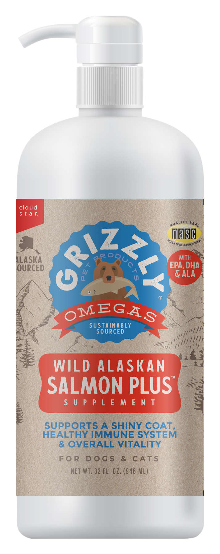 Image of Grizzly Salmon Plus Supplement for Pets - 32 oz.