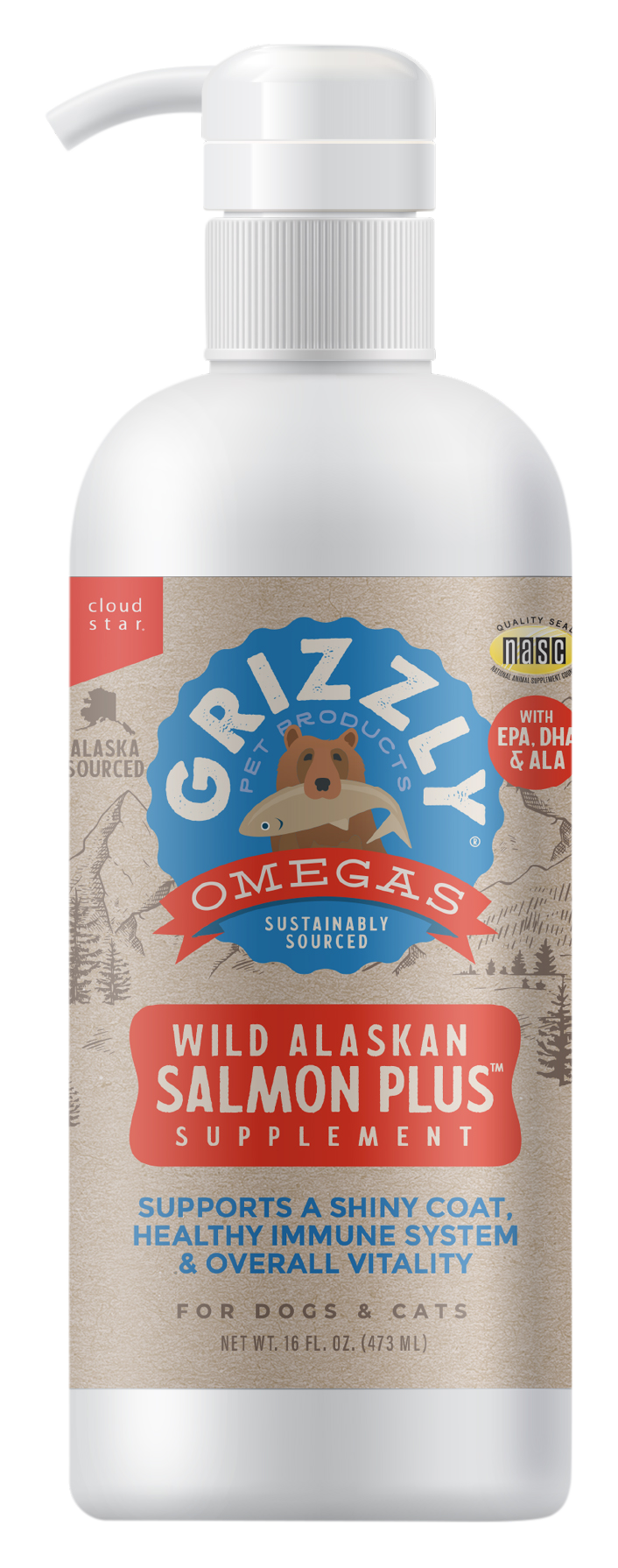 Image of Grizzly Salmon Plus Supplement for Pets - 16 oz.