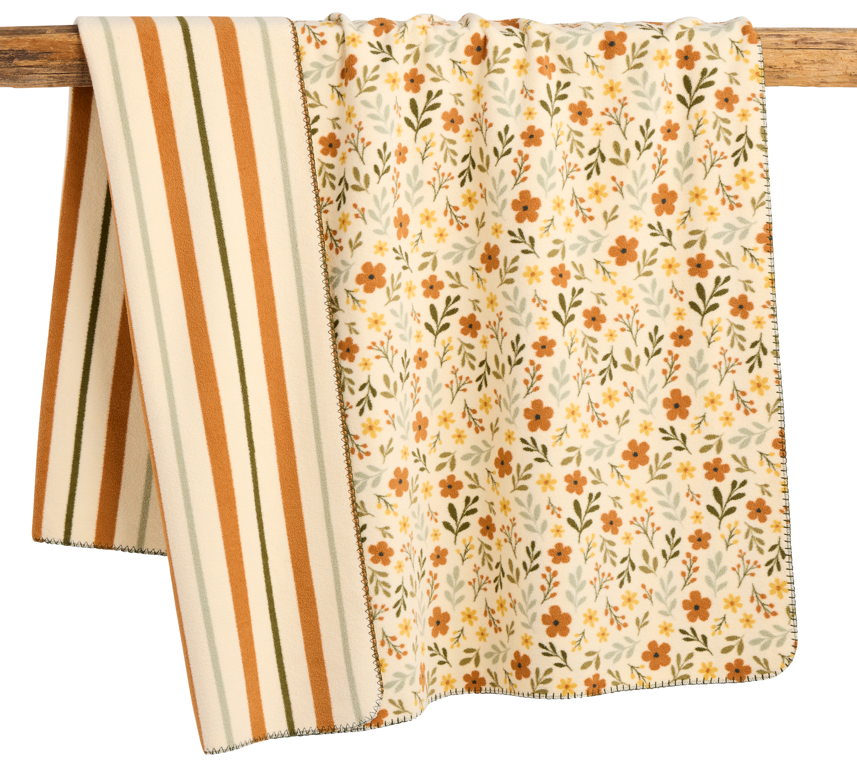 Image of White River Home Plush Knit Throw Blanket - Floral Stripe