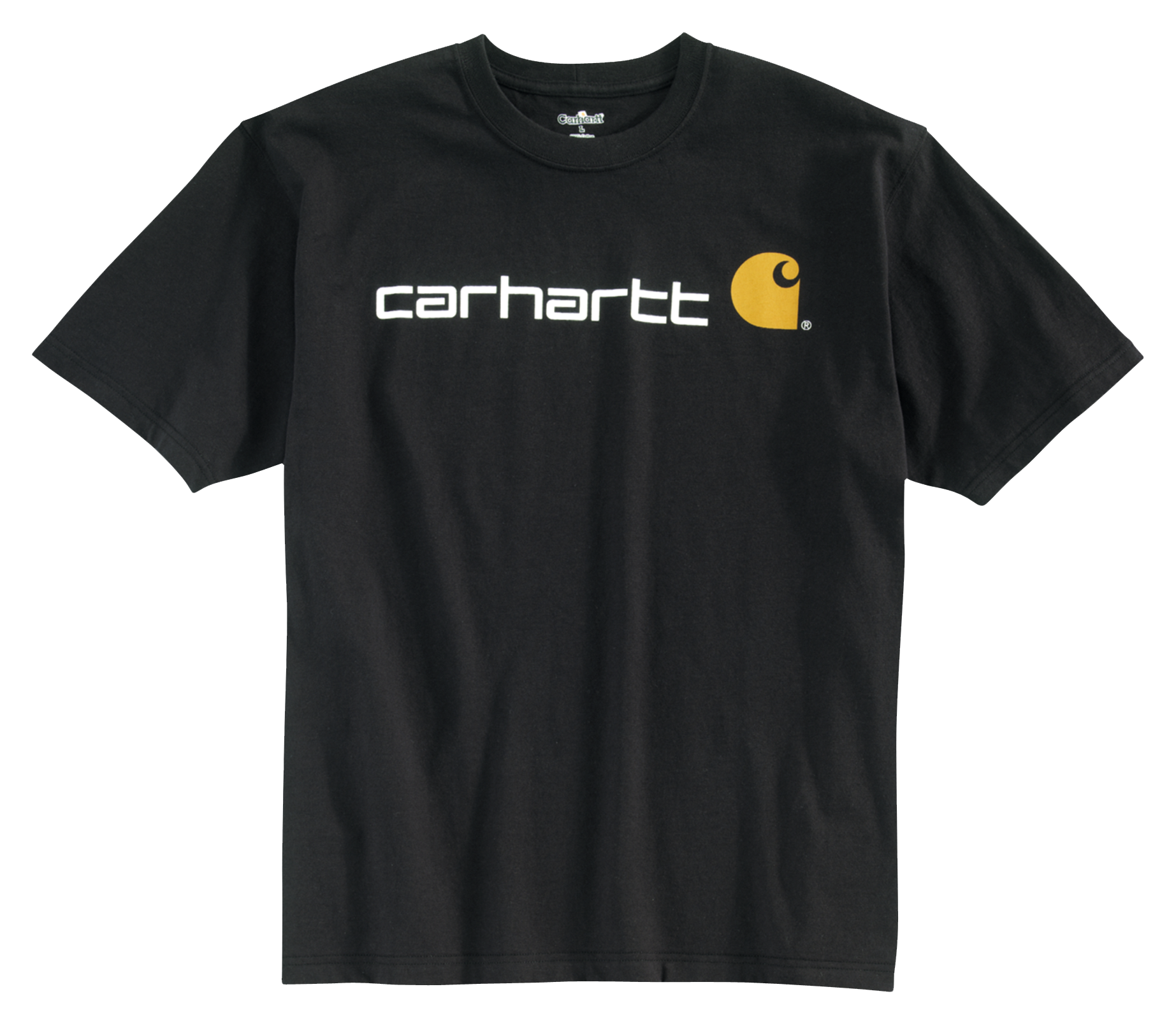 Image of Carhartt Logo Graphic Loose-Fit Heavyweight Short-Sleeve T-Shirt for Men - Black/White - 3XLT