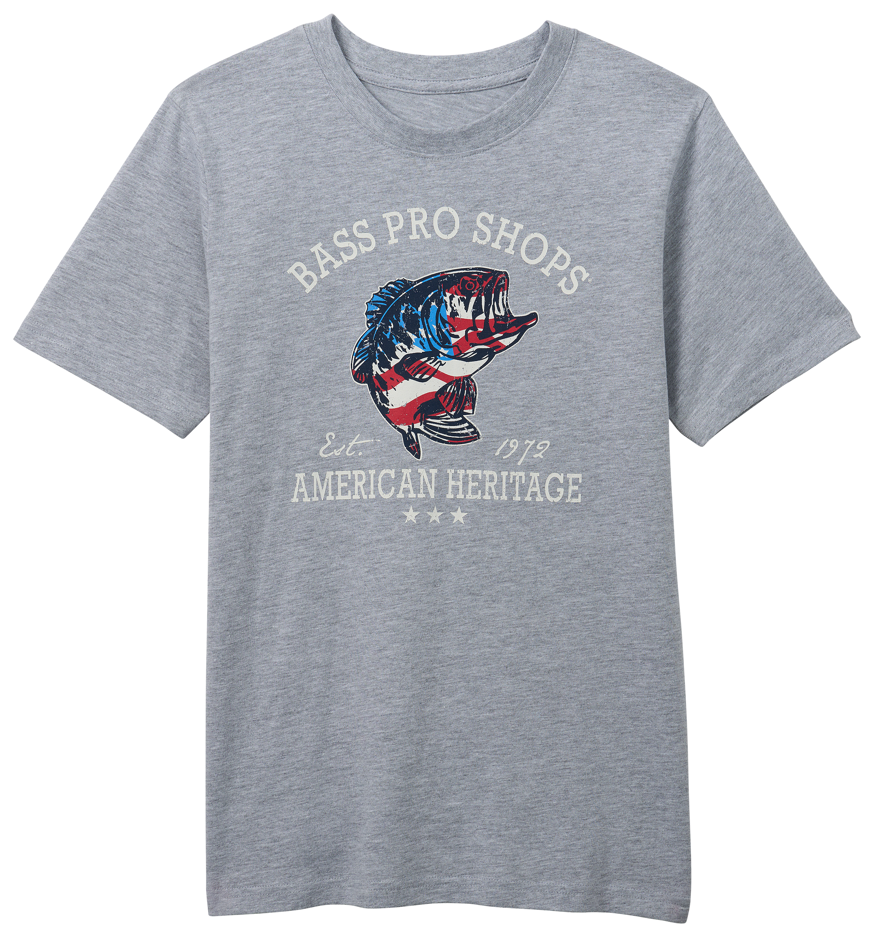 Image of Bass Pro Shops Flag Logo Short-Sleeve T-Shirt for Kids - Heather Gray