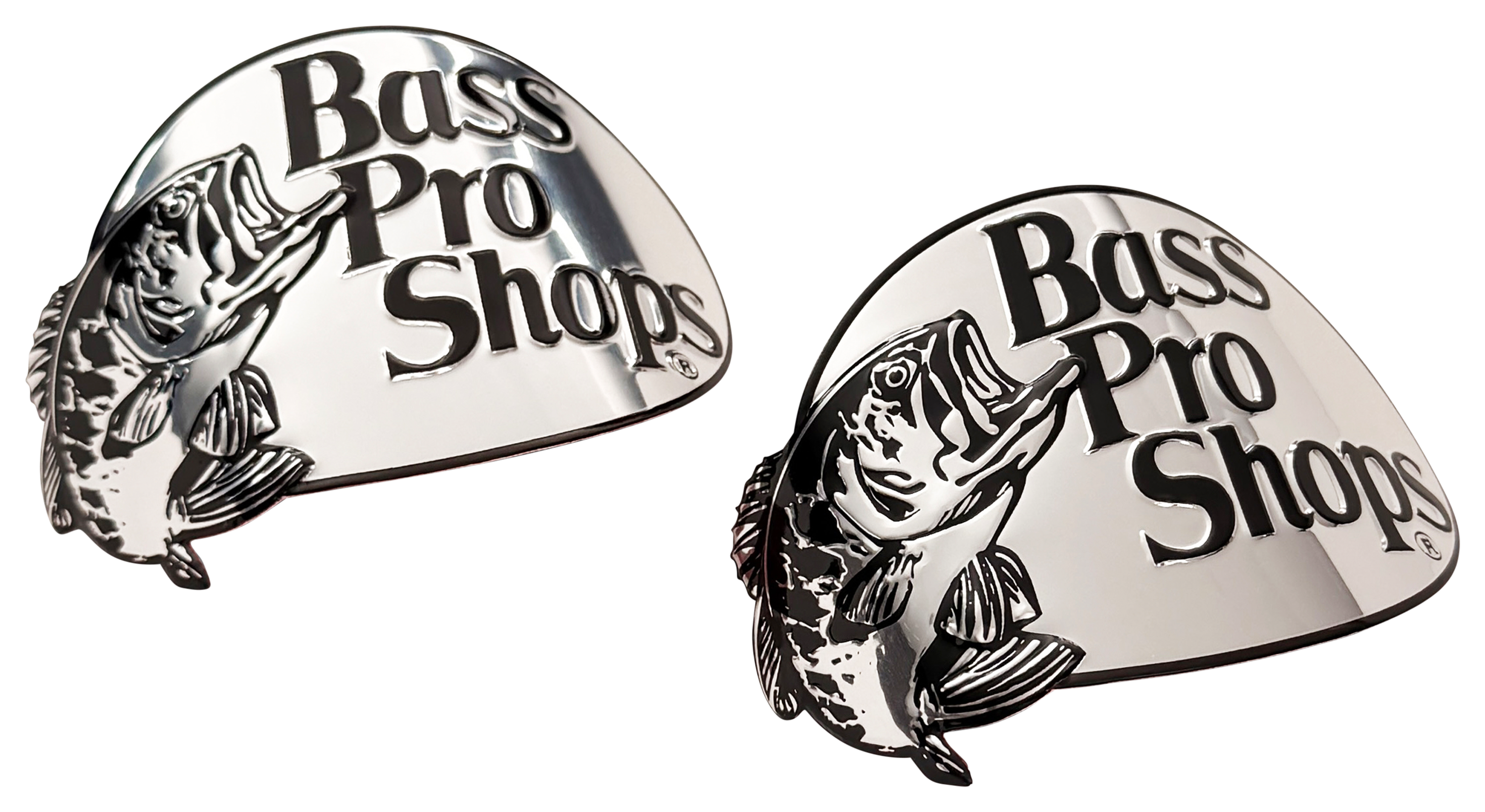 Image of Bass Pro Shops Logo Metal Sticker - Chrome/Black