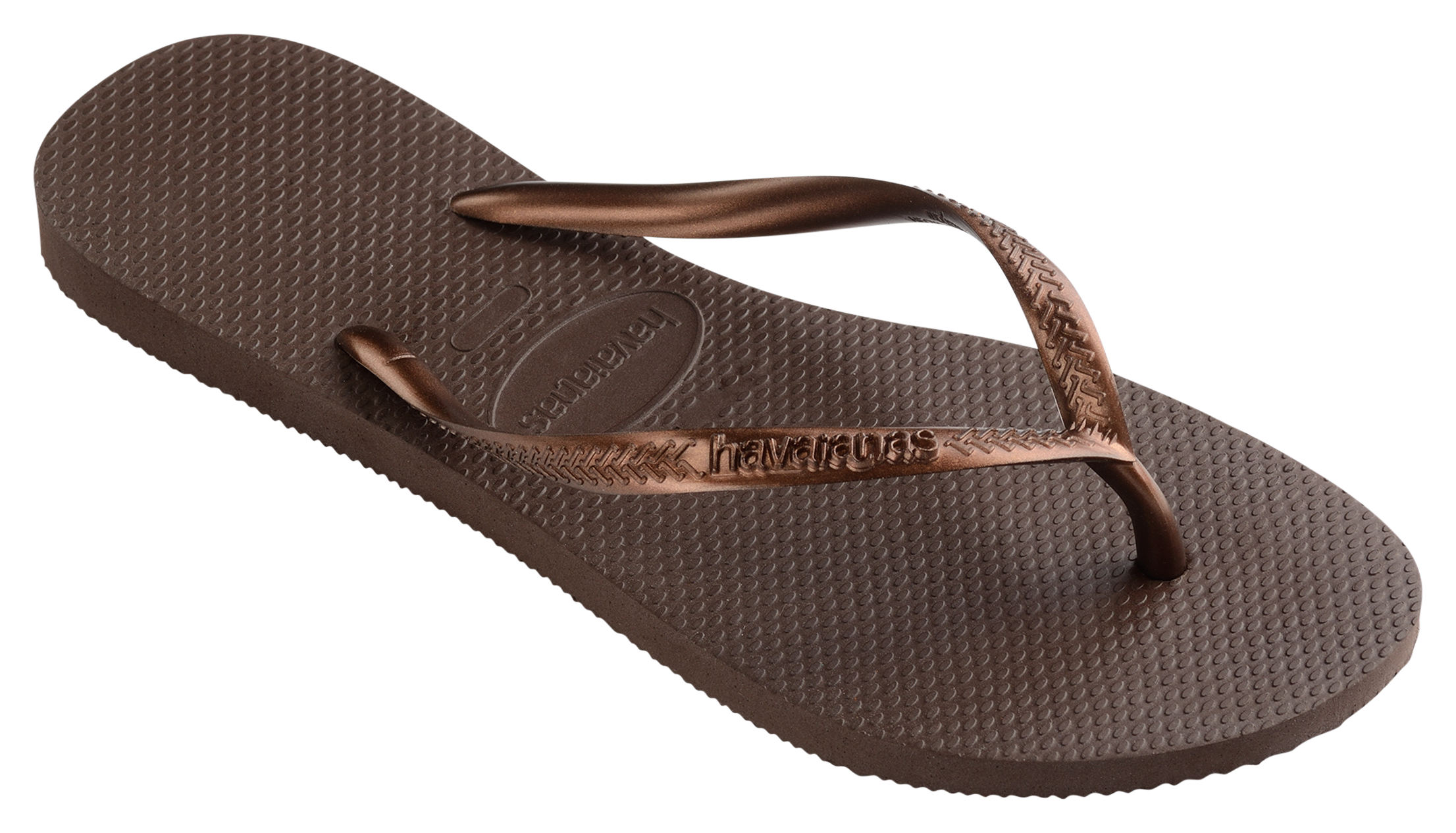 Image of Havaianas Slim Flip Flop Sandals for Women - Coffee/Copper Metallic