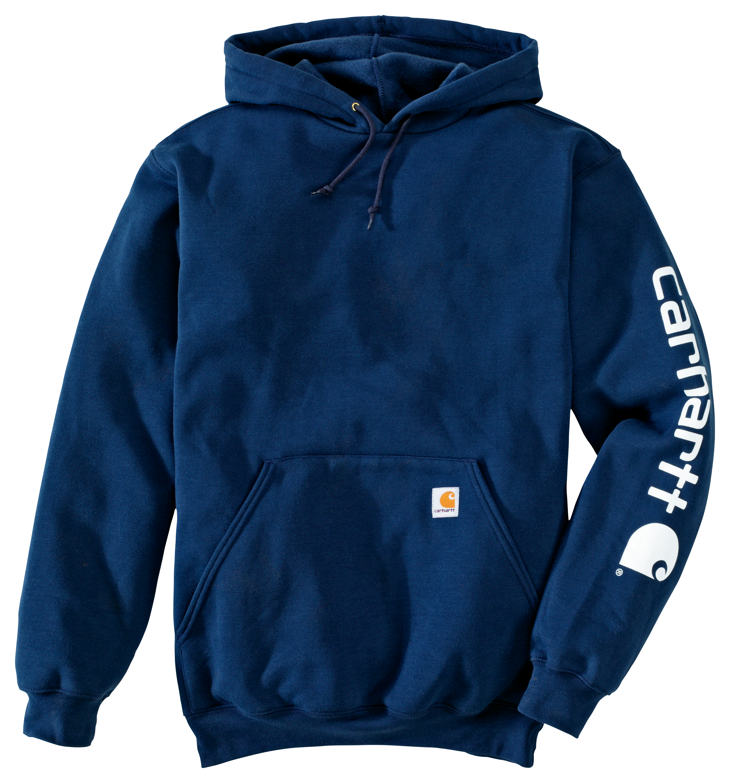 Image of Carhartt Loose-Fit Midweight Logo Long-Sleeve Hoodie for Men - Navy - S