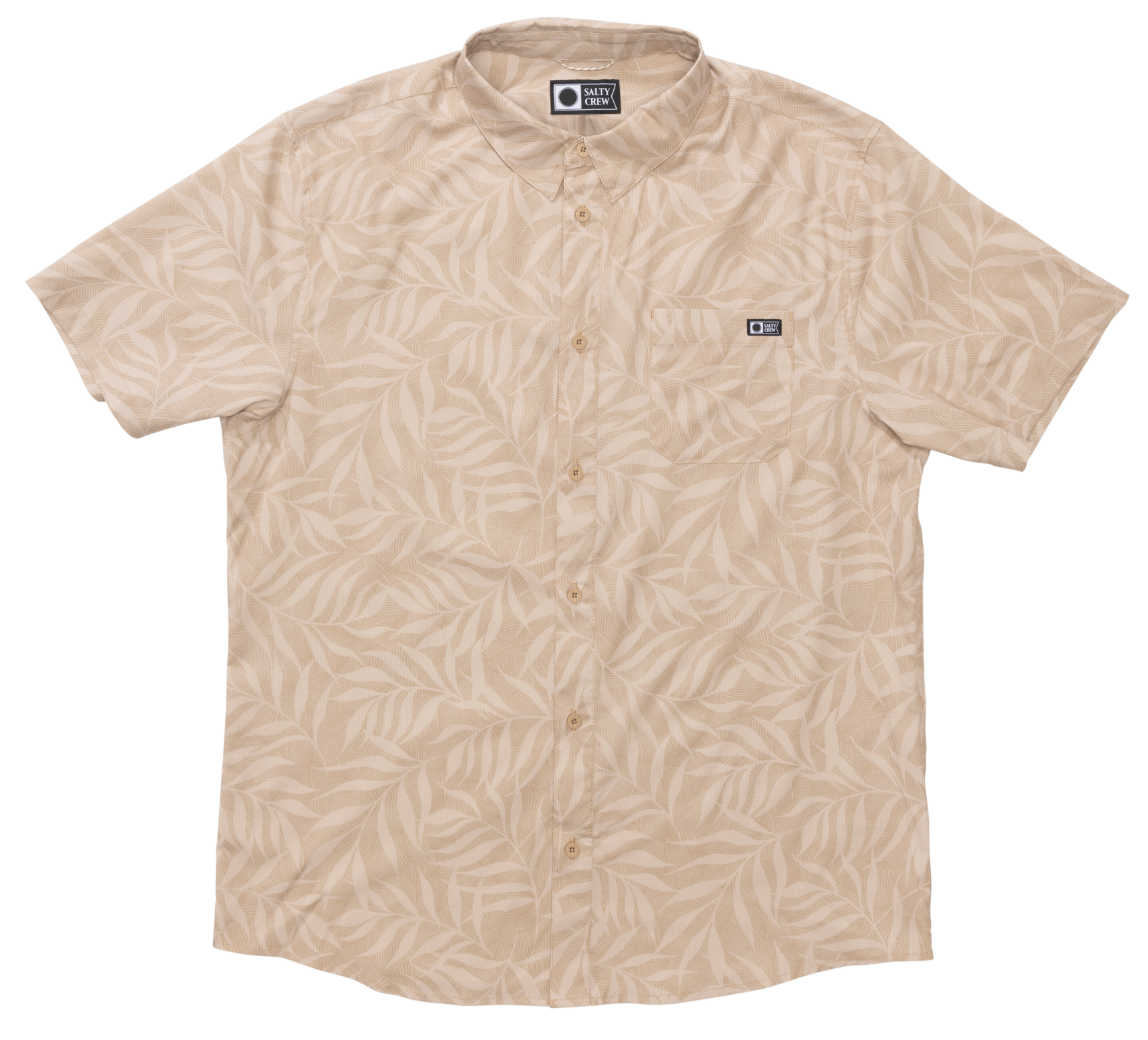 Image of Salty Crew Breezer Perforated Short-Sleeve Button-Down Shirt - Khaki