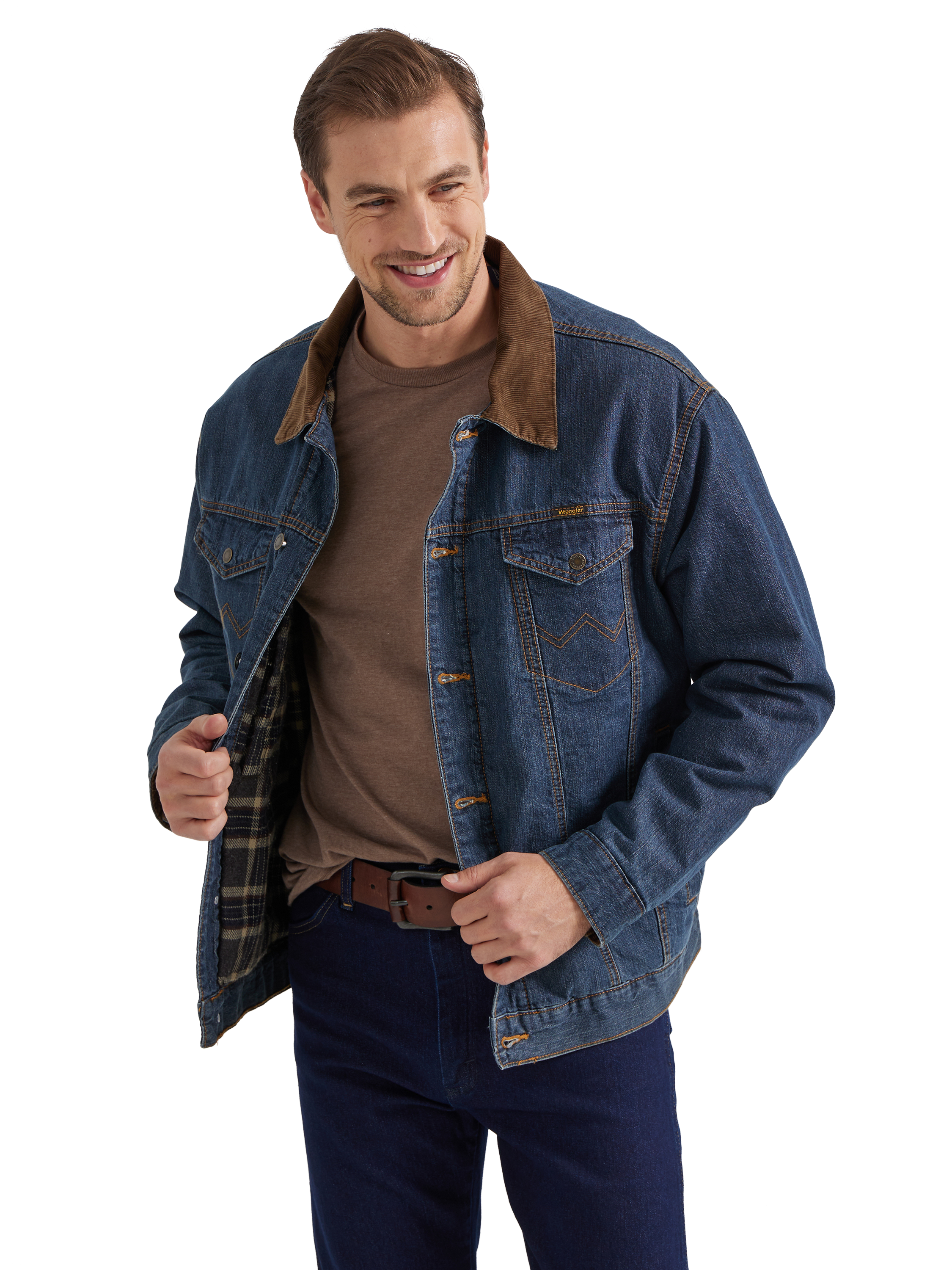 Image of Wrangler Conceal Carry Blanket-Lined Jacket - Denim/Charcoal