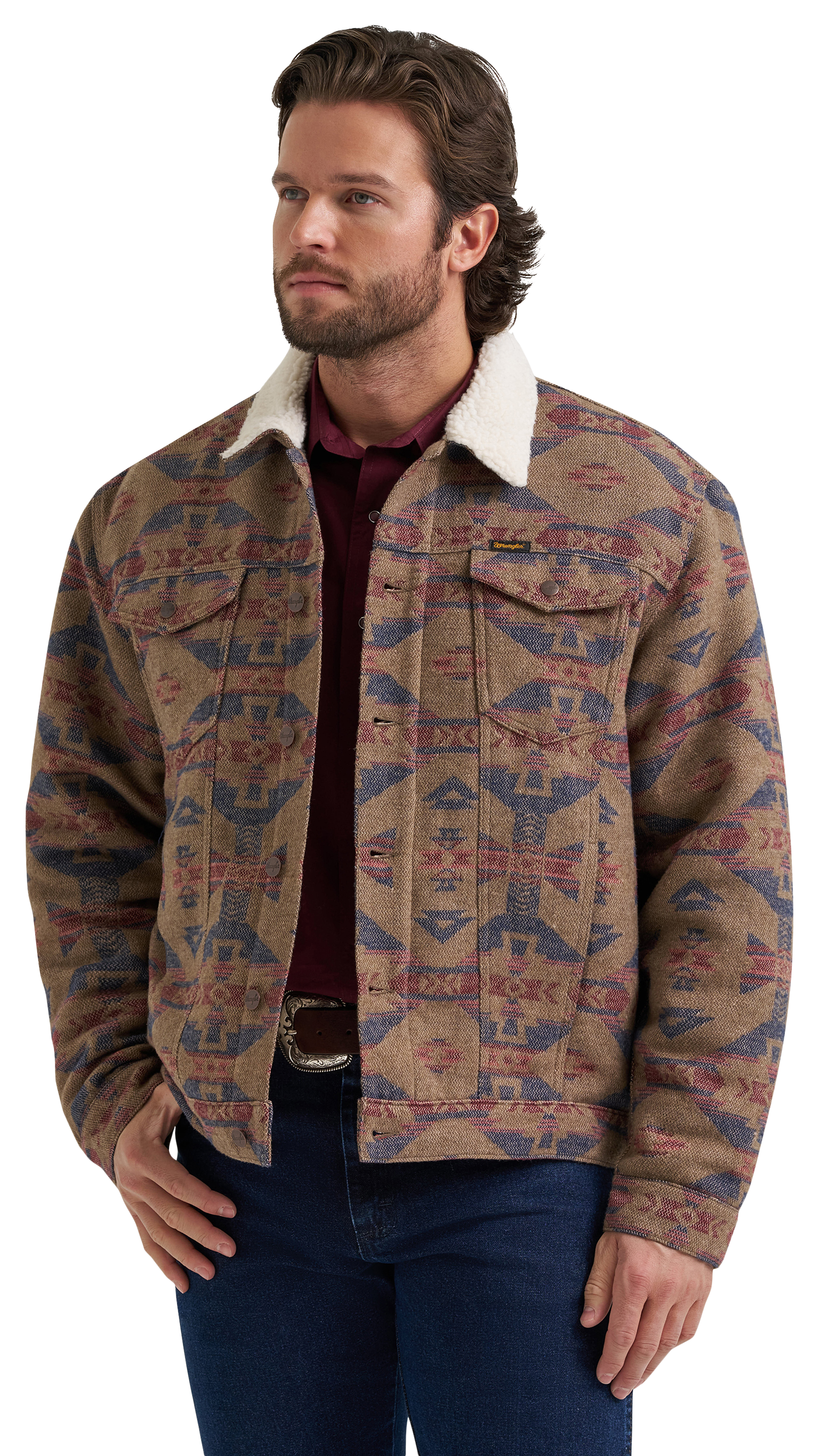Wrangler Sherpa-Lined Jacquard Jacket - Blue Nights
